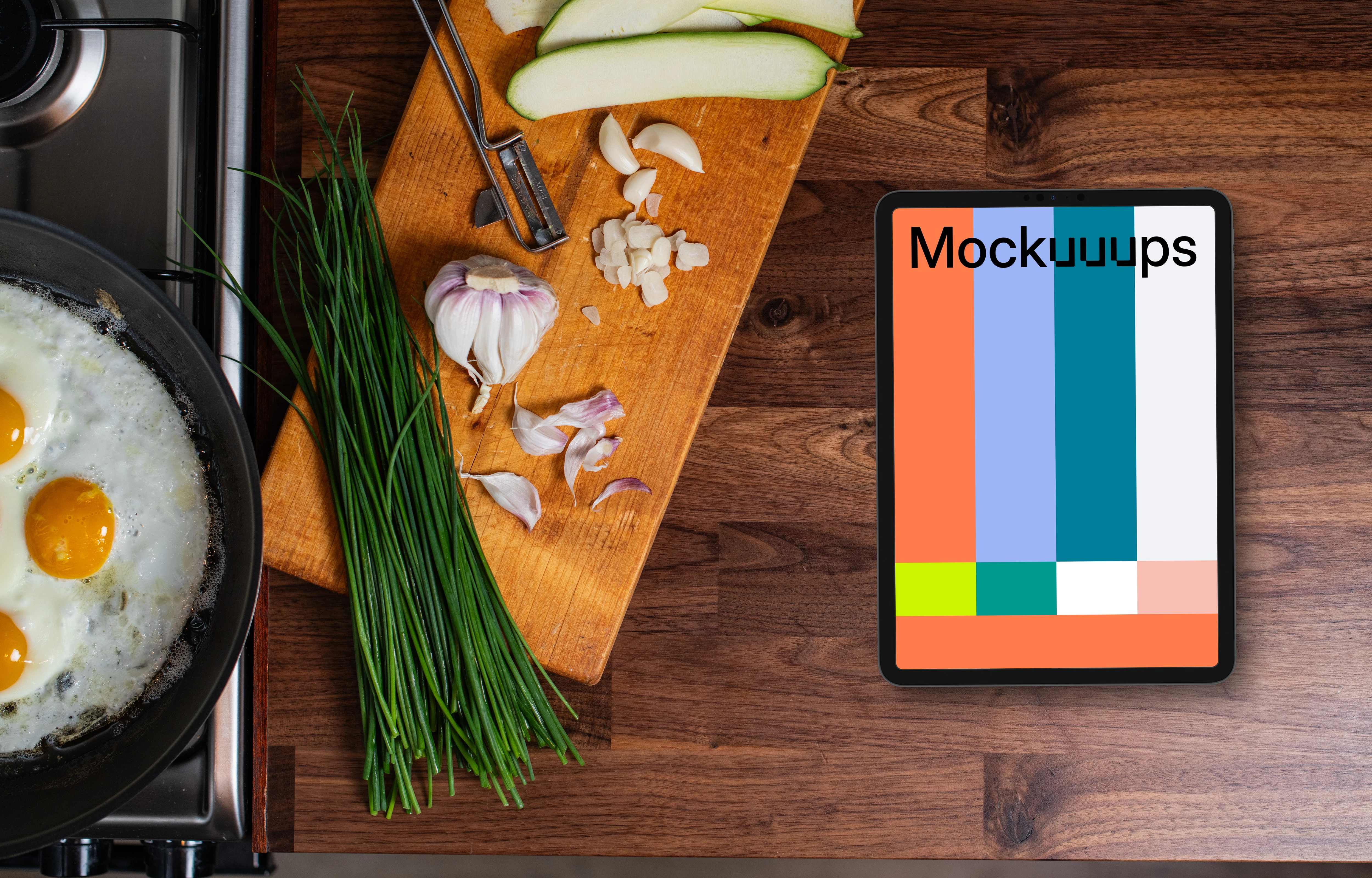 Breakfast themed tablet mockup
