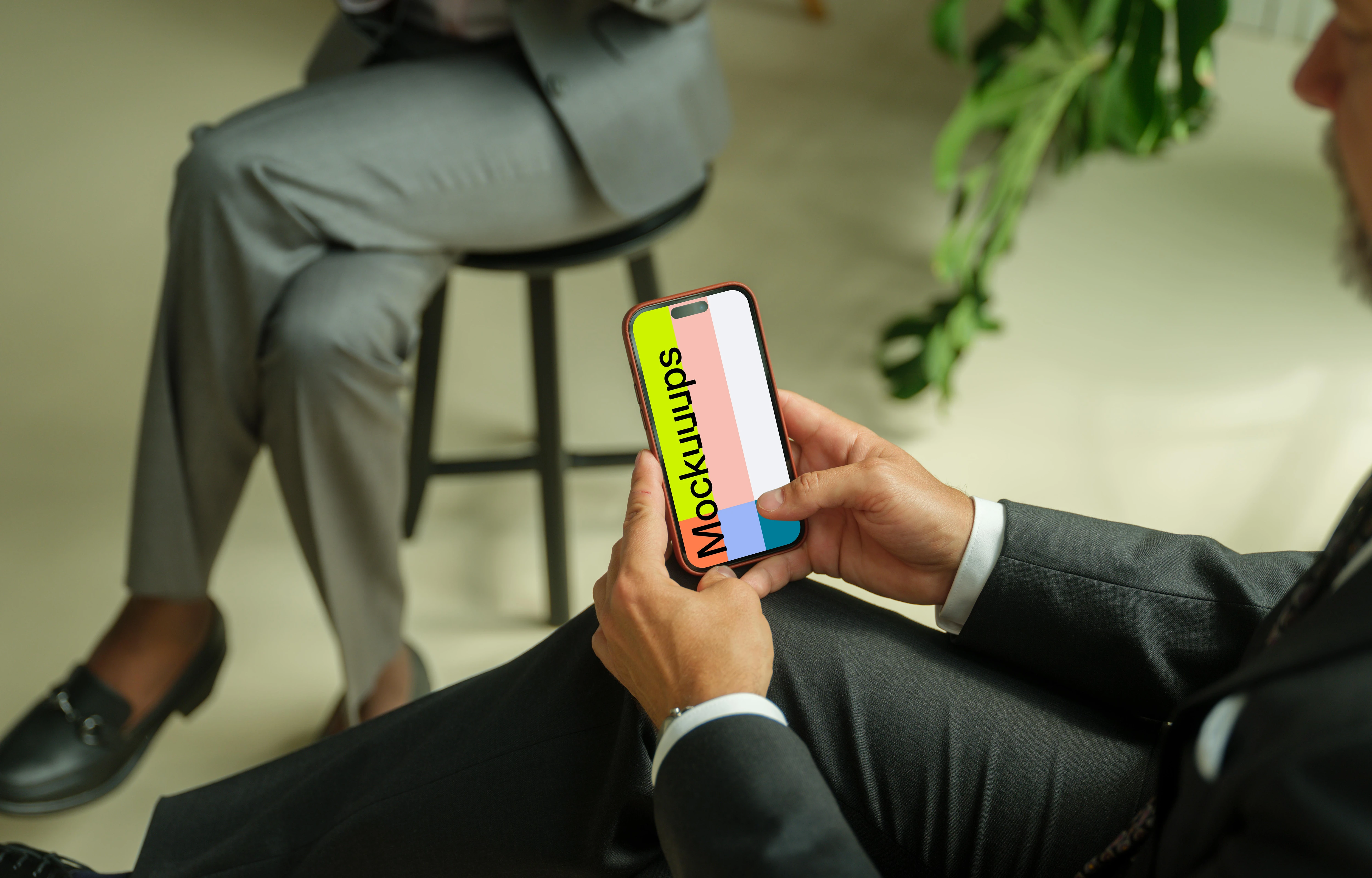 Business environment with iPhone mockup