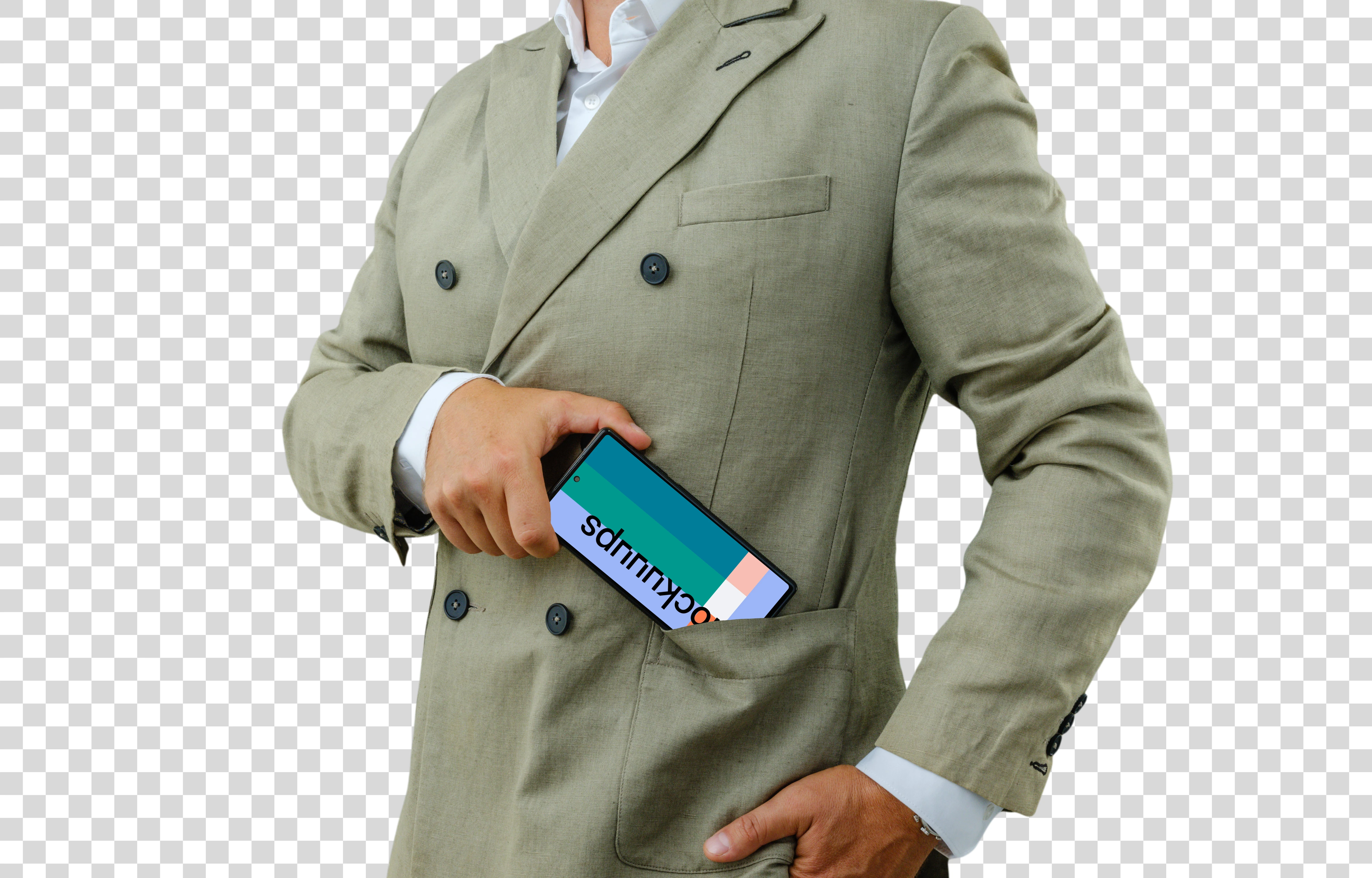 Businessman holding a Google Pixel mockup