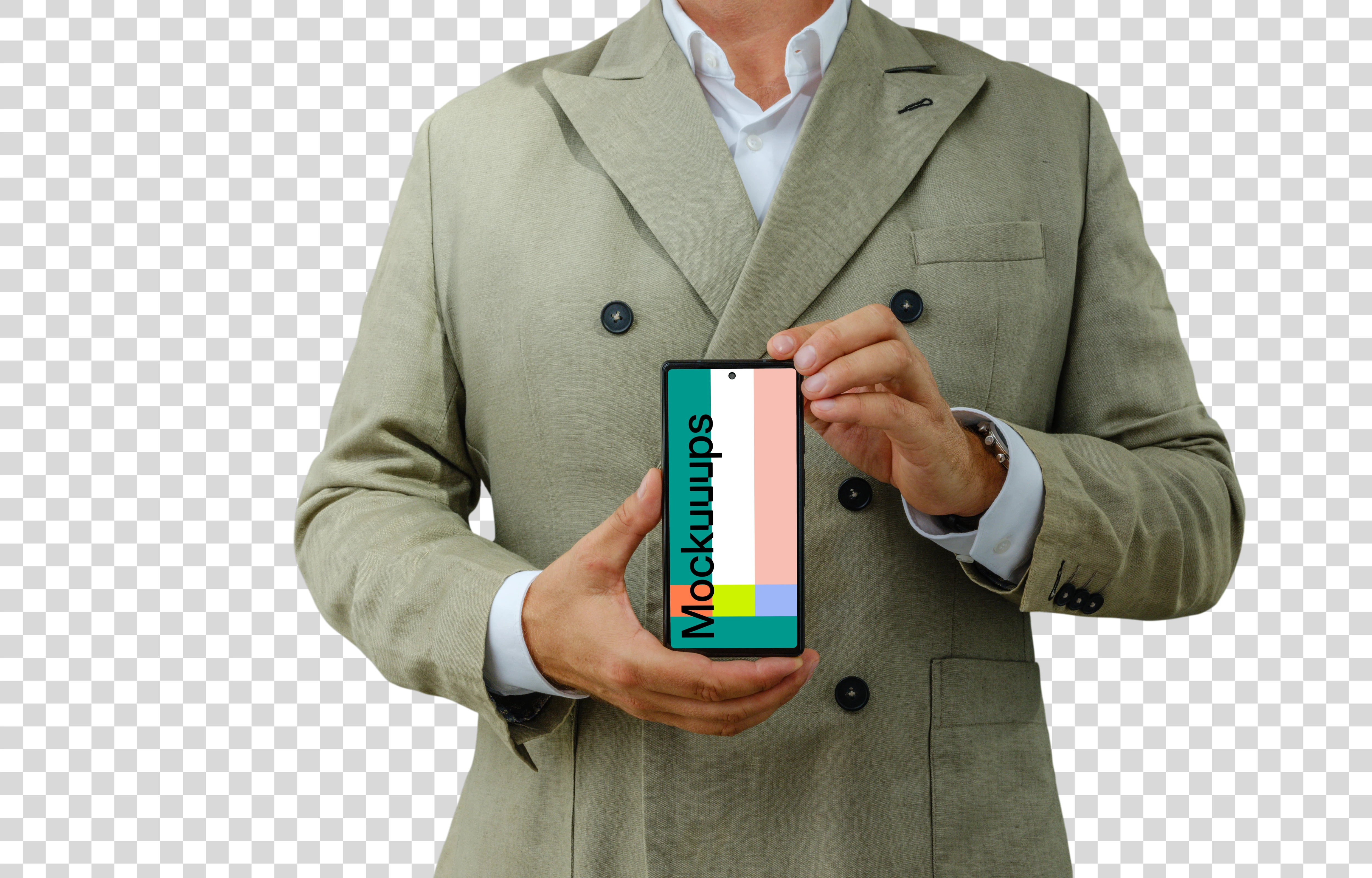 Businessperson's digital narrative with Pixel 6 mockup