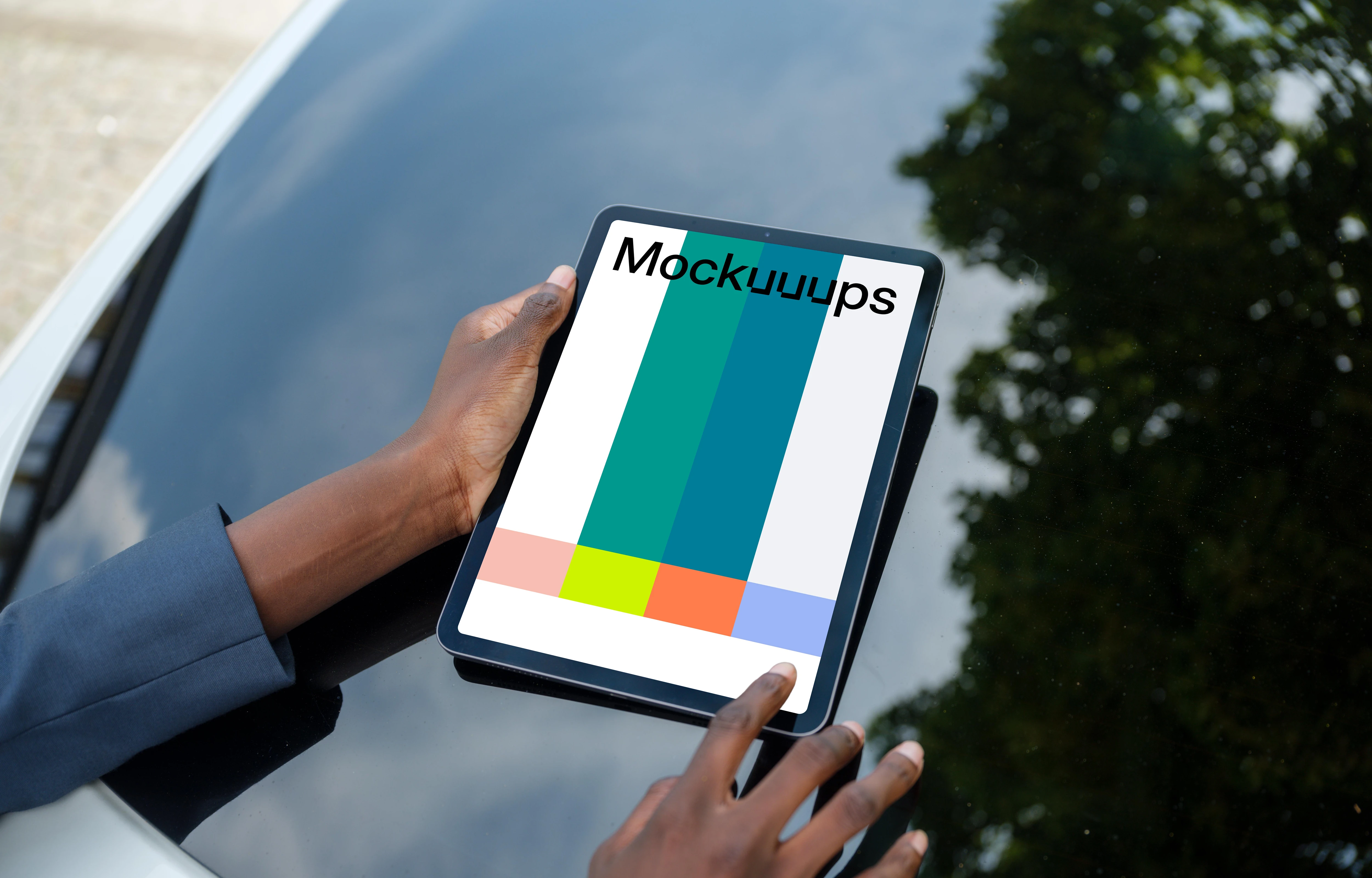 Businesswoman working on an iPad Air mockup