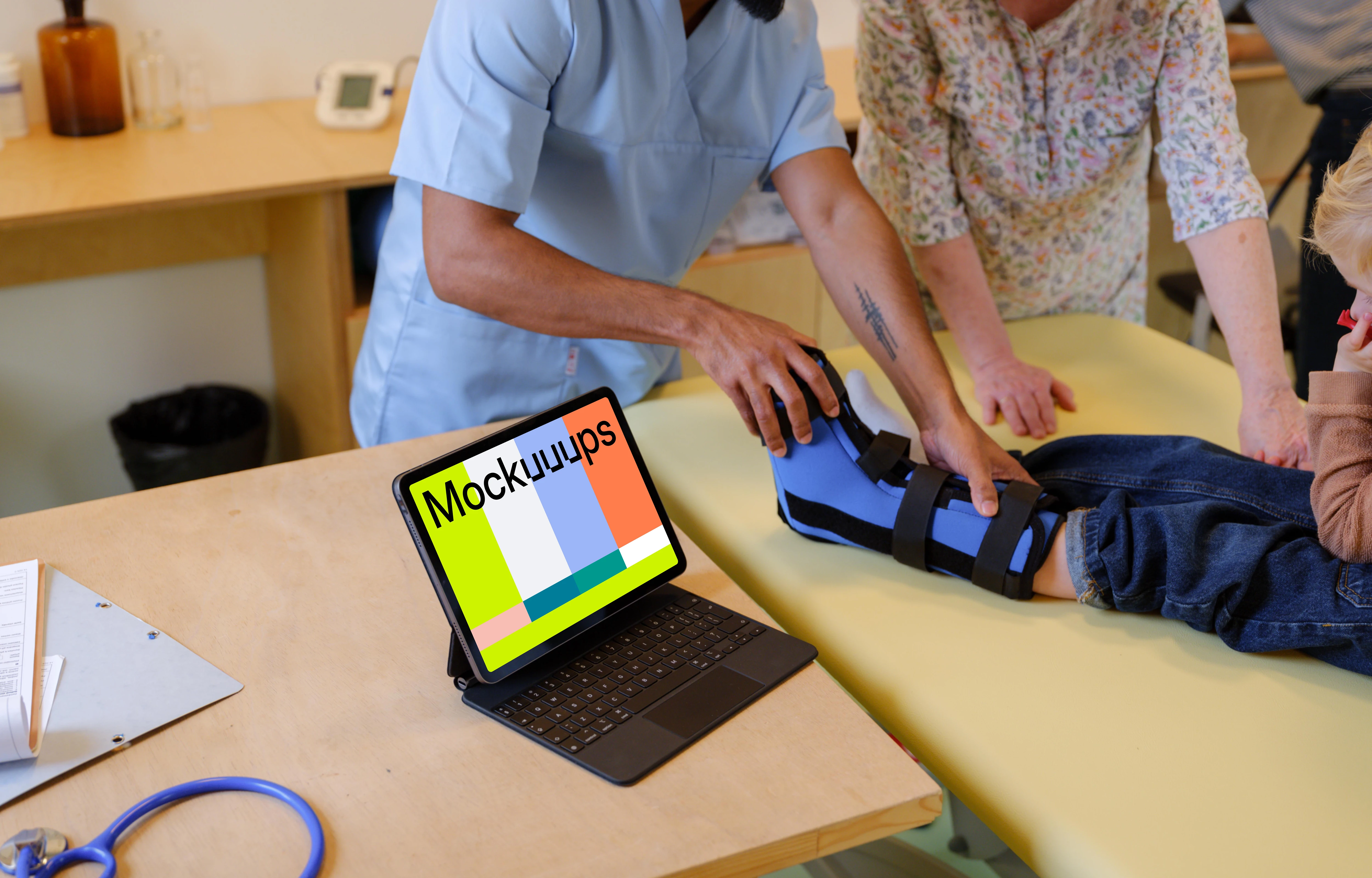 Children's doctor's office and tablet mockup