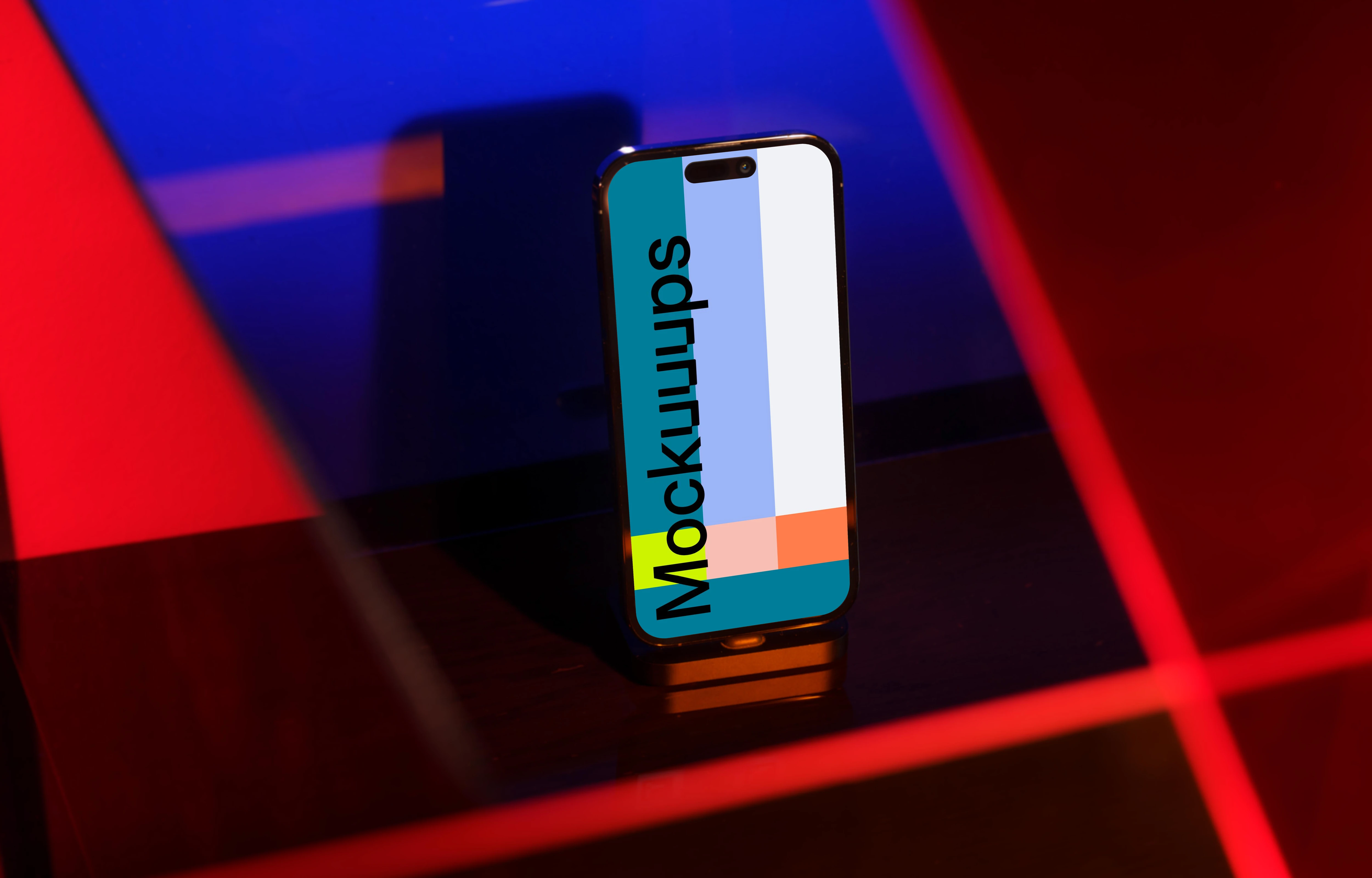 Blue to red tones with iPhone mockup in front