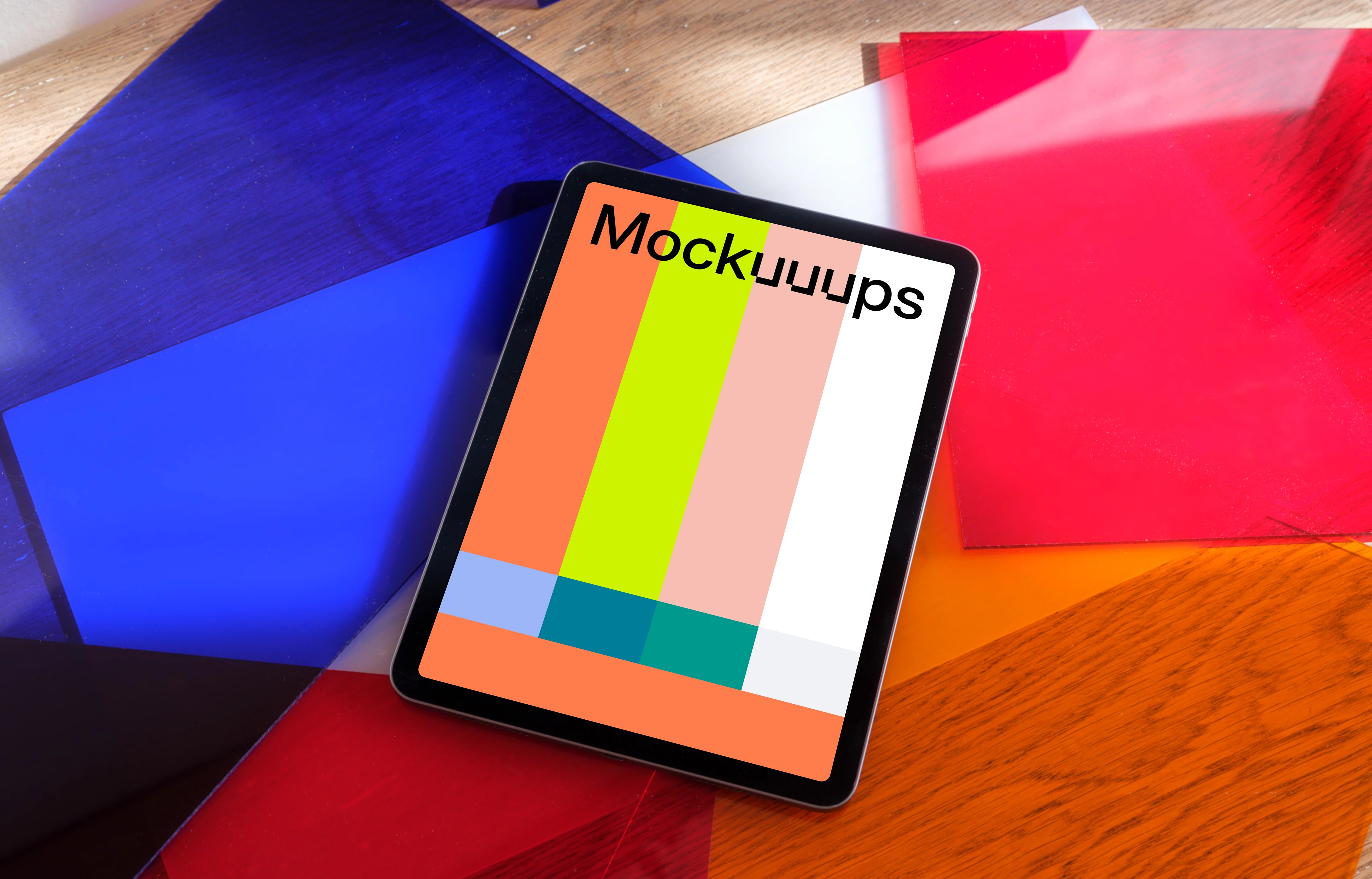 Colorful background and iPad mockup