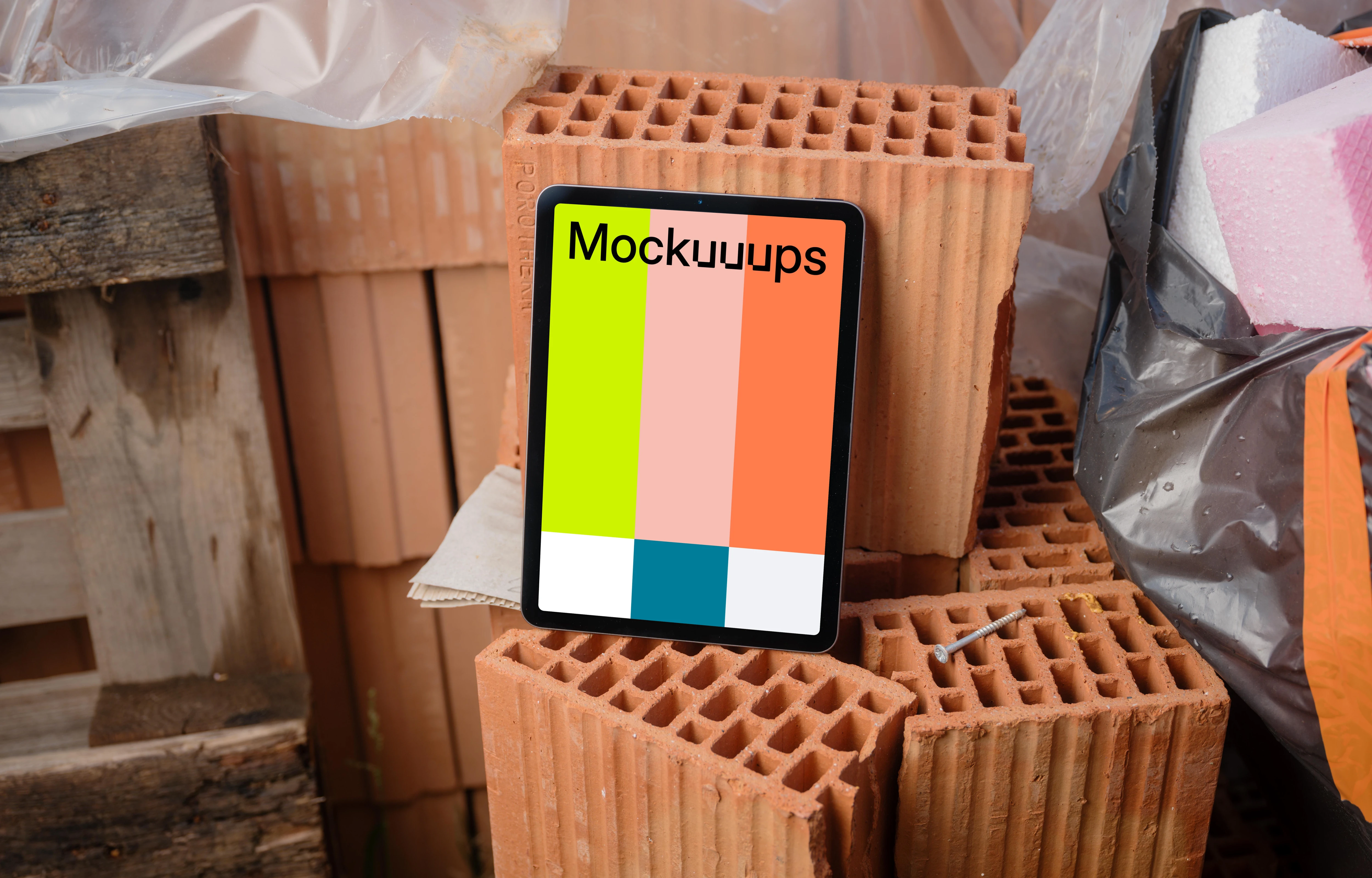 Construction environment with an Ipad mockup