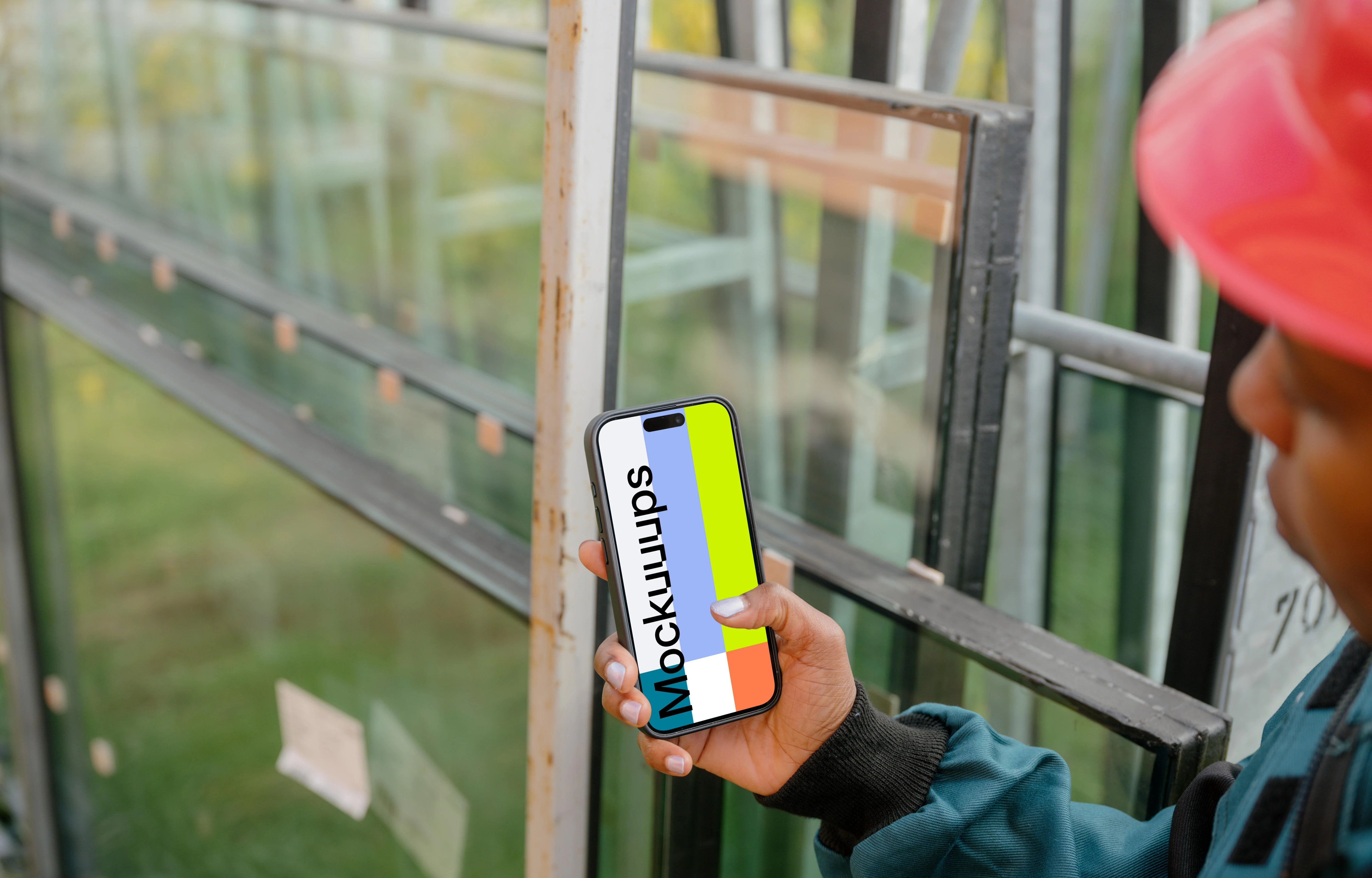 Construction project with an iPhone 15 Pro mockup