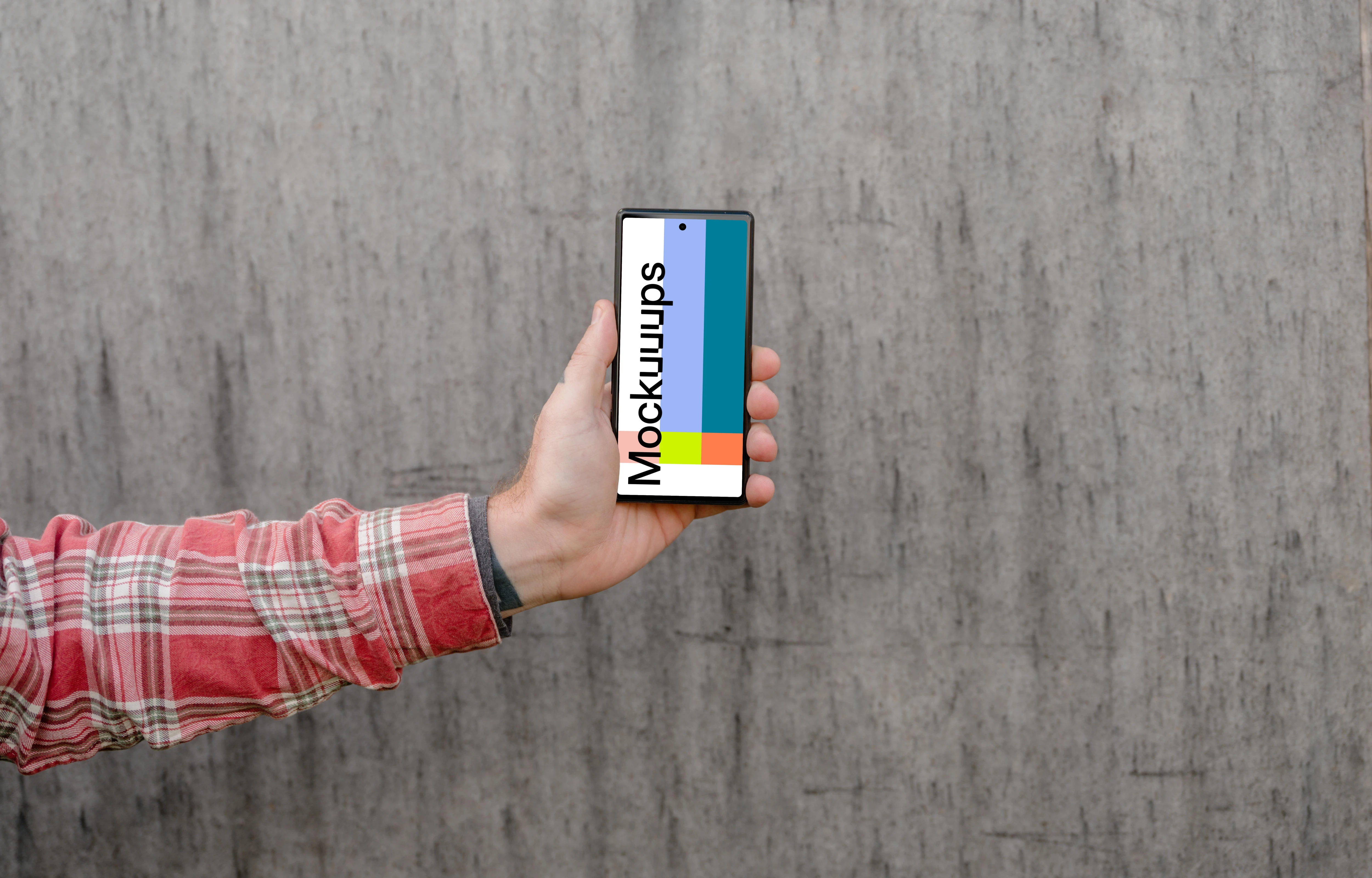 Construction worker with a Google Pixel mockup