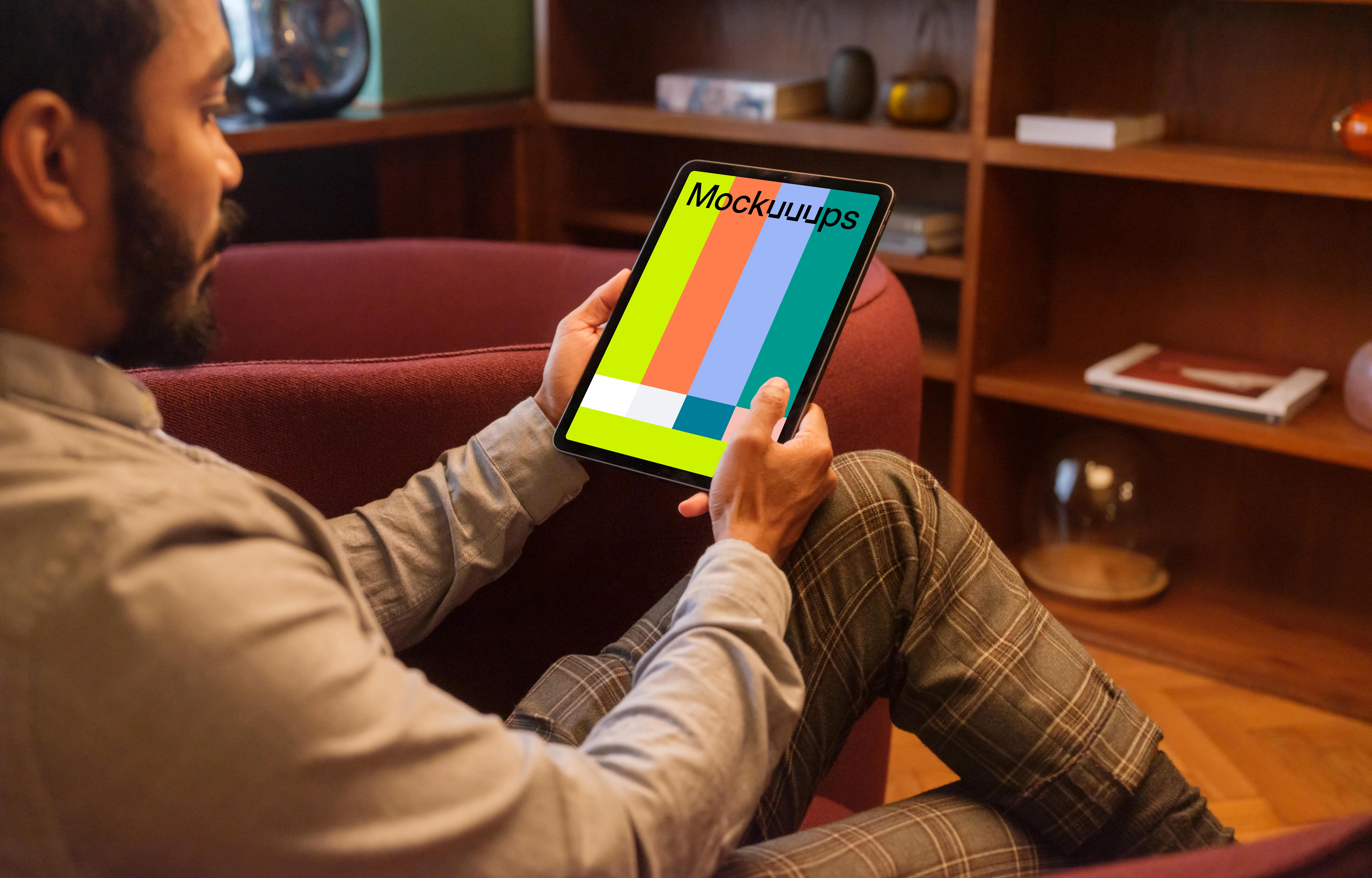 Cozy office setting with a iPad mockup