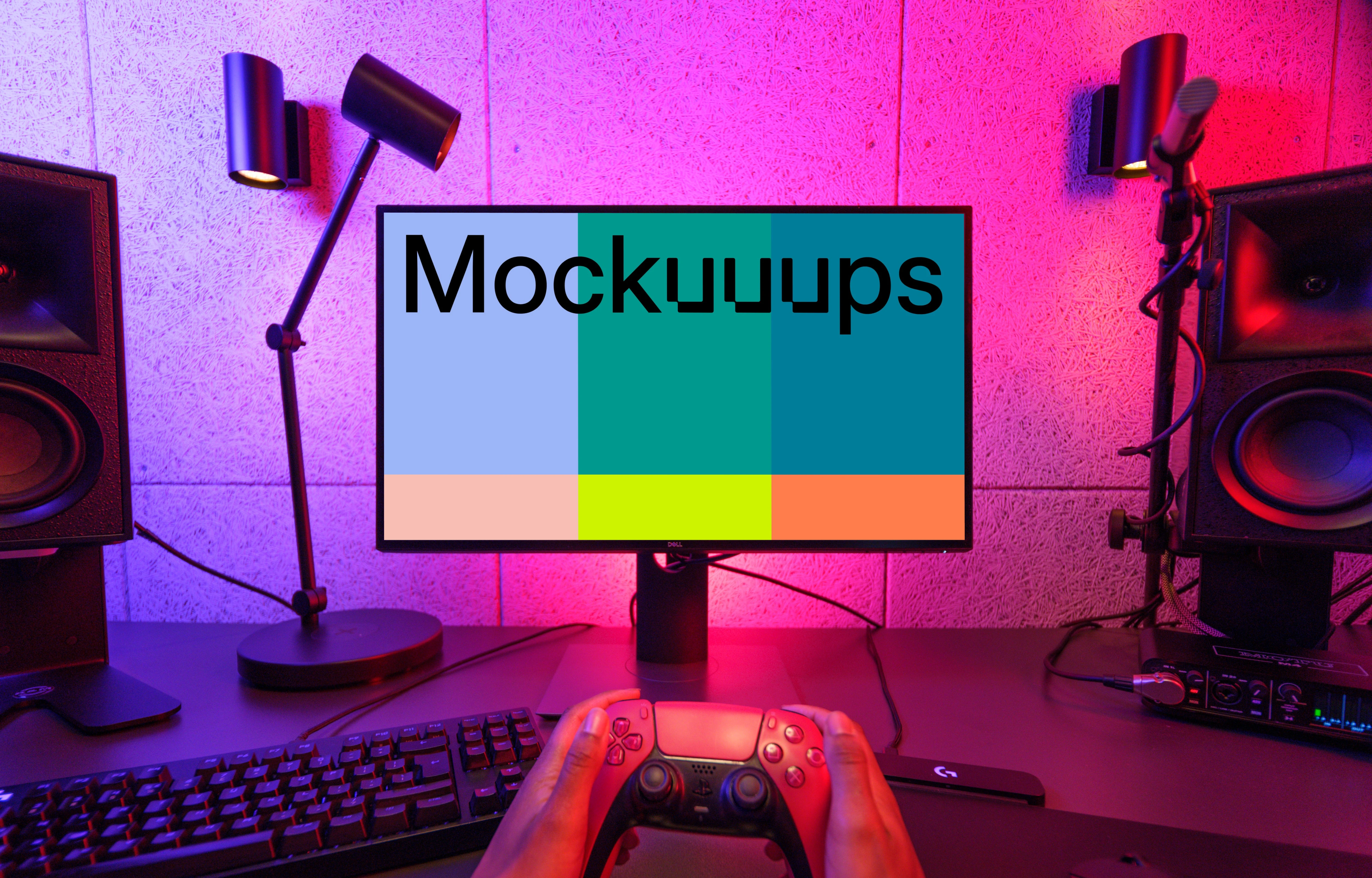 Dell monitor mockup with gaming setup