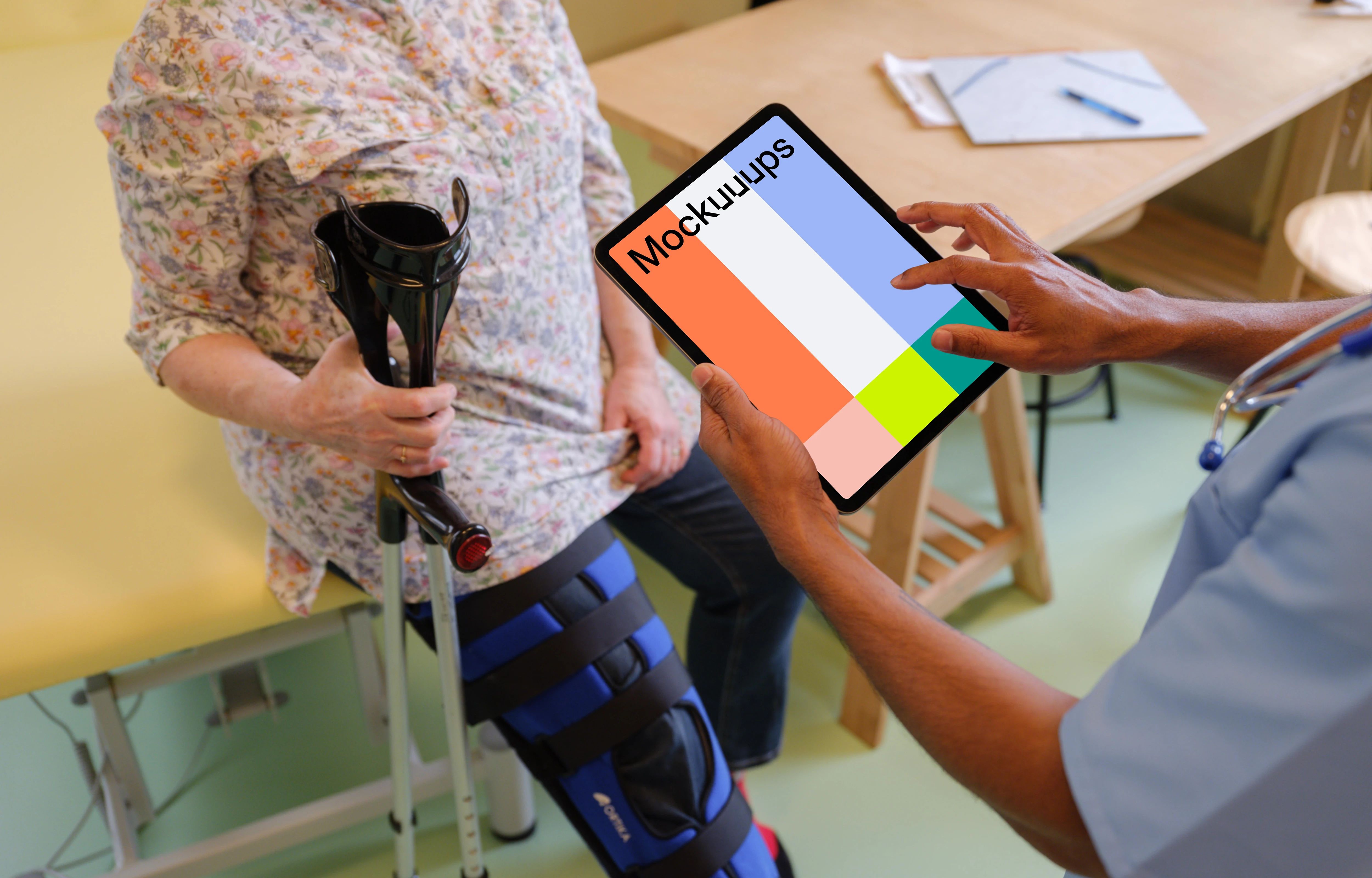 Doctor working on a tablet