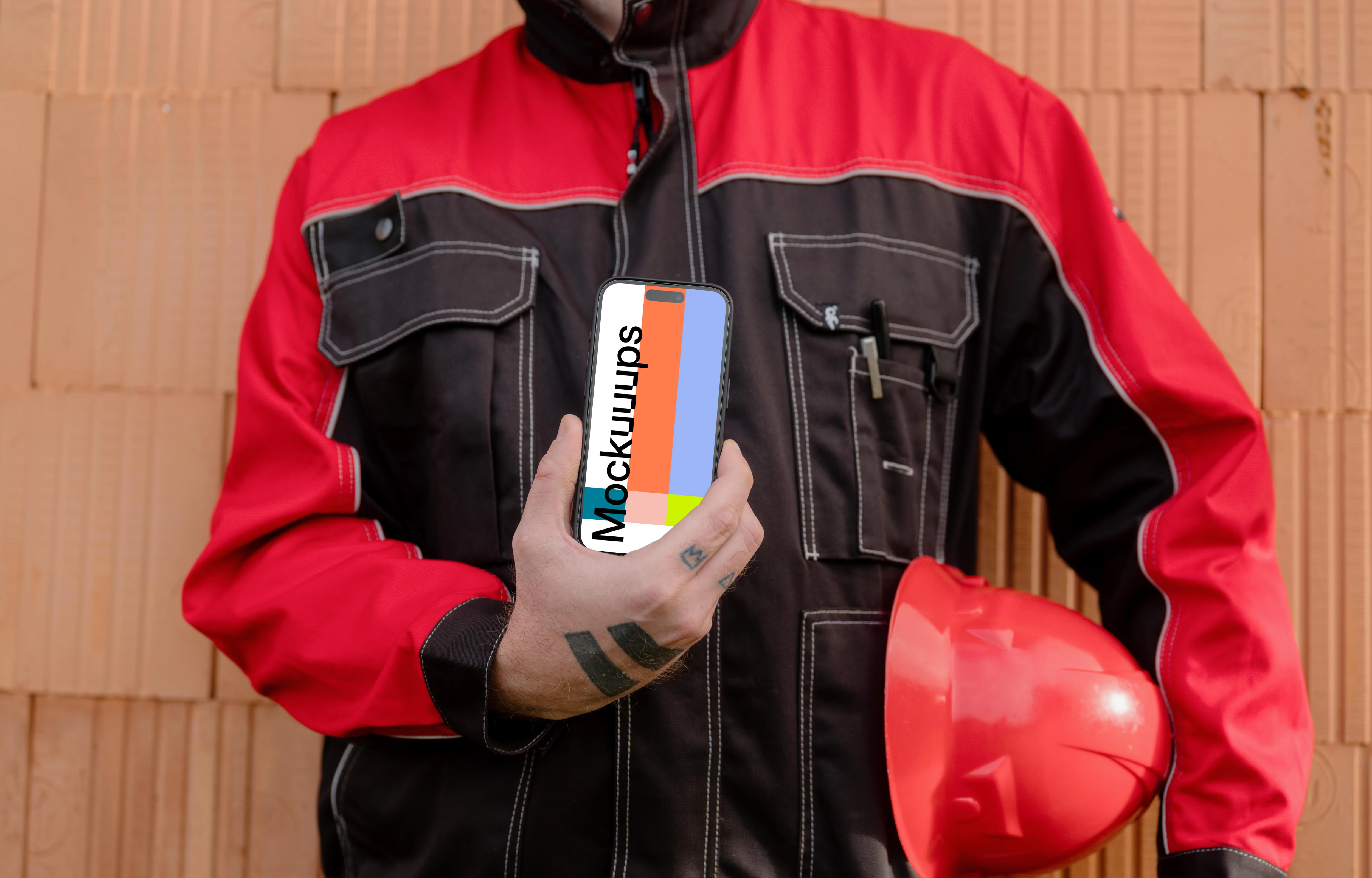 Engineer presenting iPhone mockup