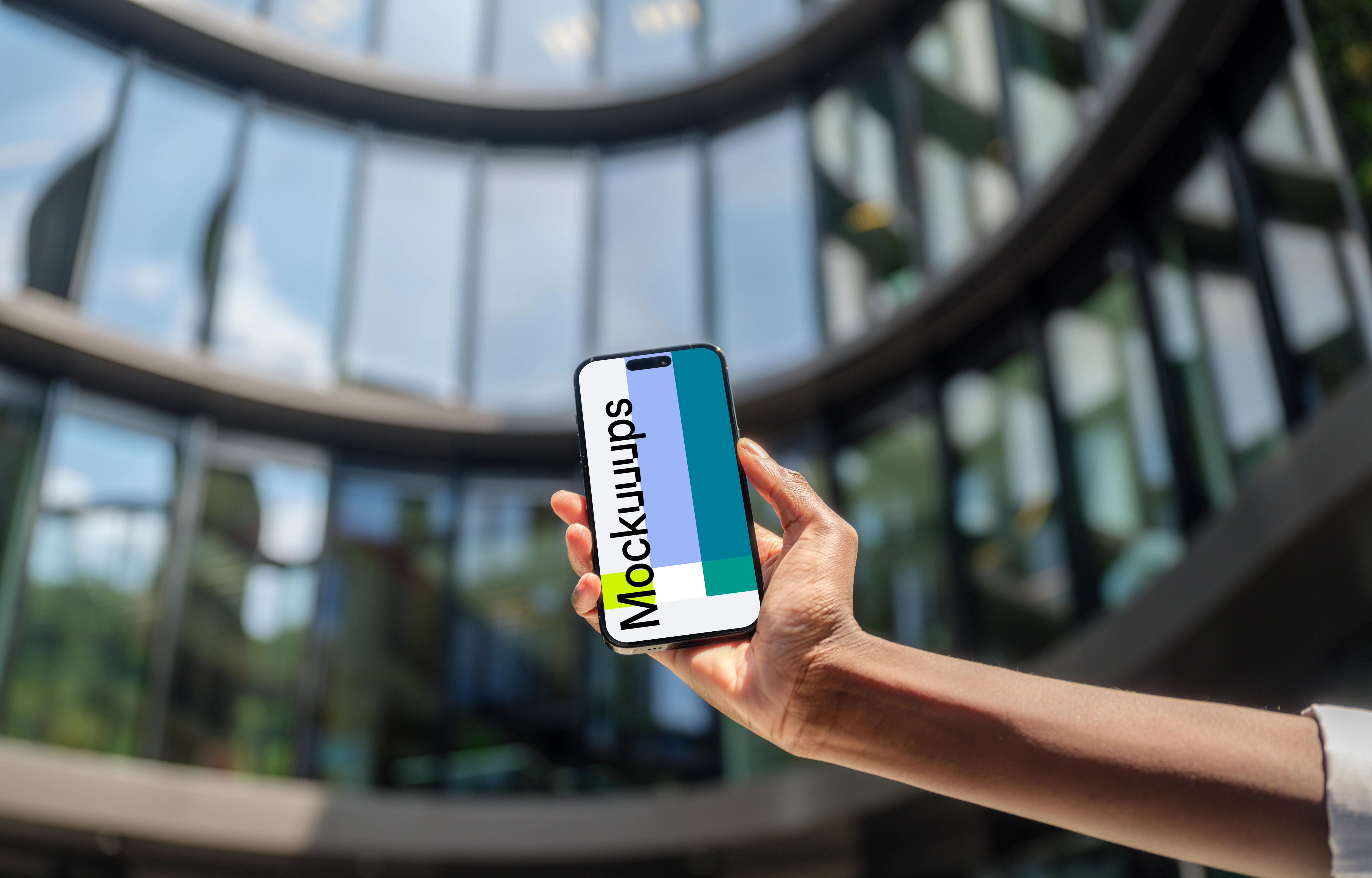 Entrepreneur holding a iPhone mockup in her hand