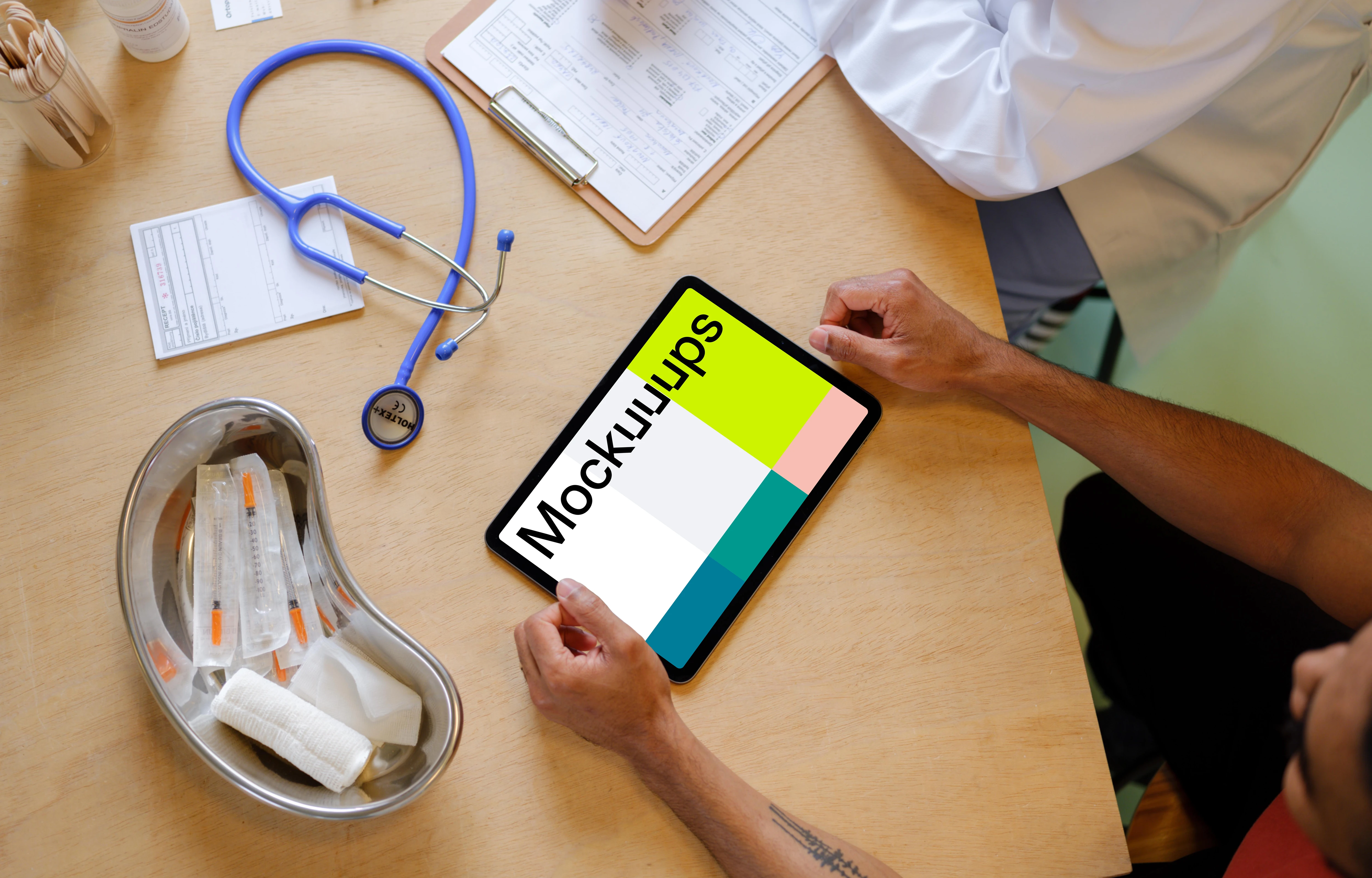 Examination at the doctor with iPad mockup