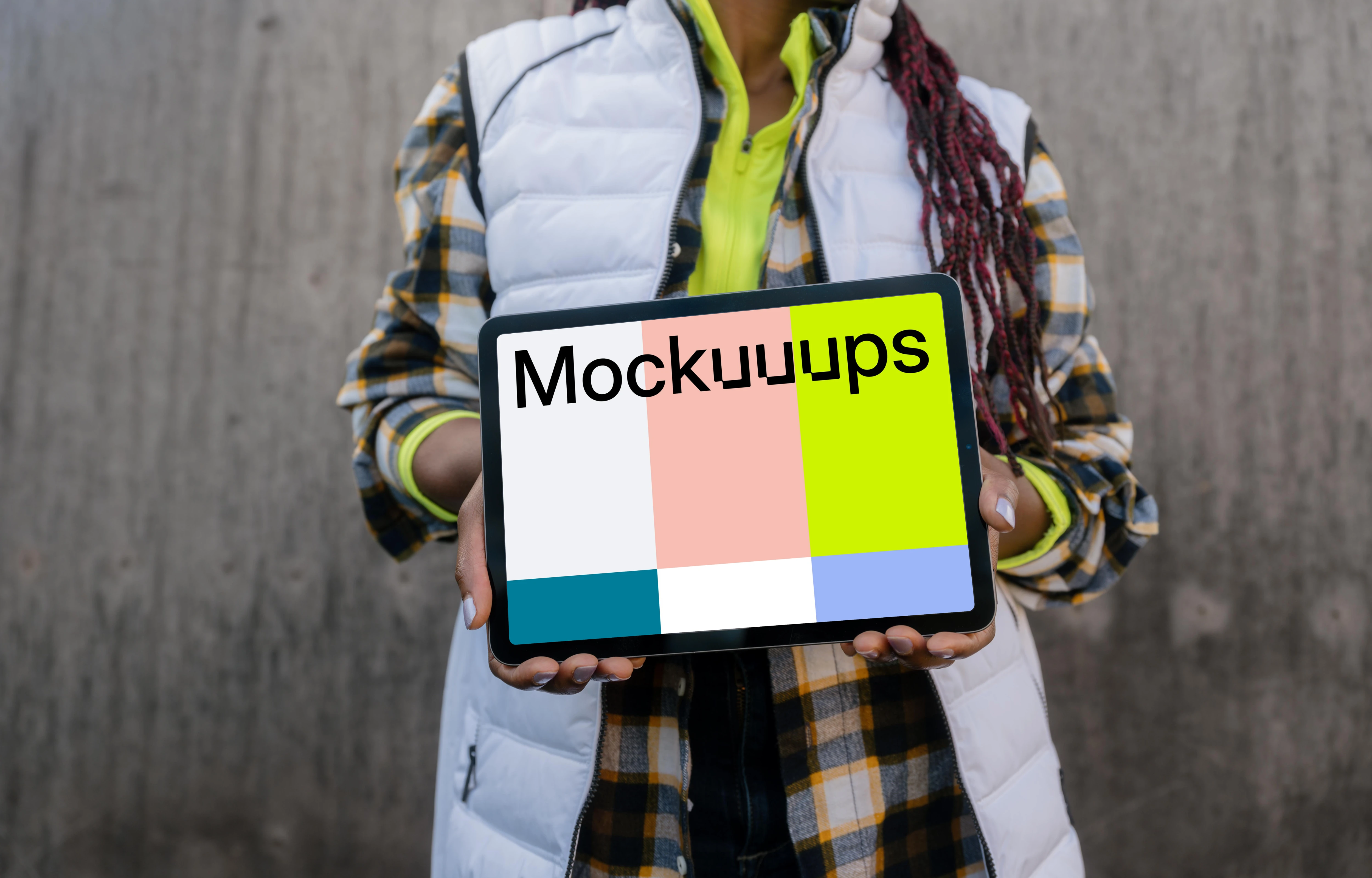 Female architect presenting an iPad mockup