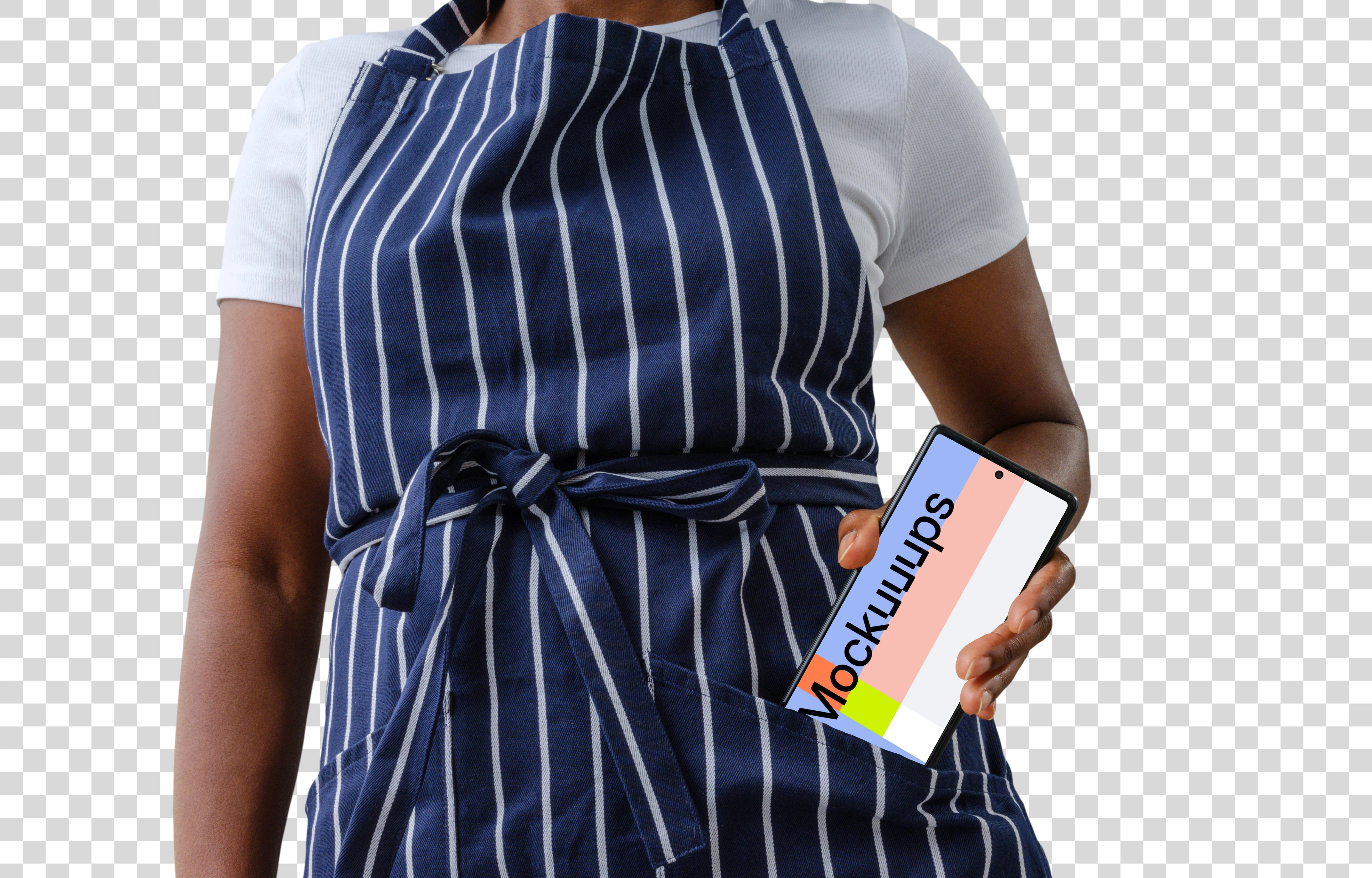 Female chef with a Google Pixel mockup in her hand