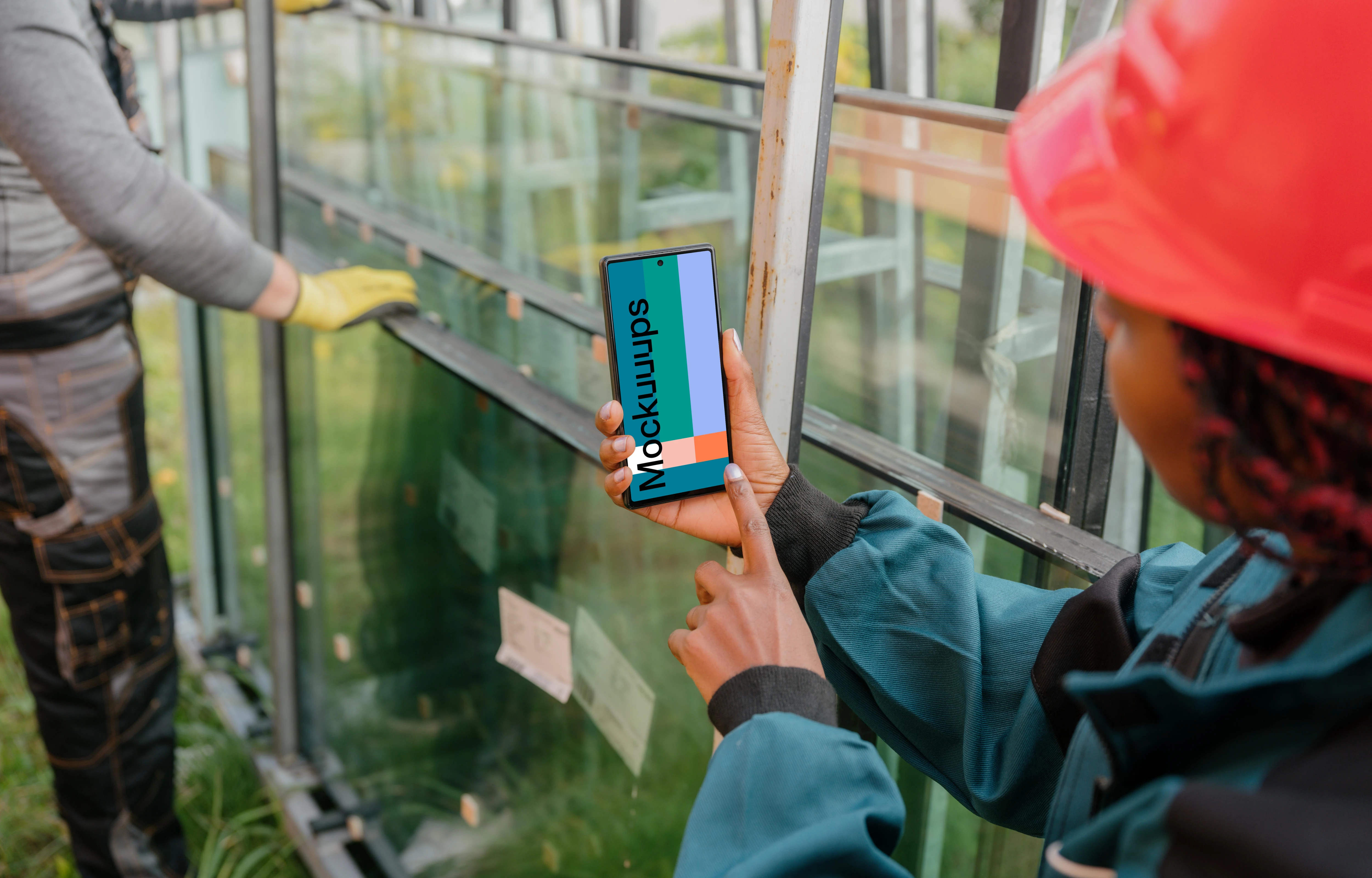 Female engineer working on a Google Pixel 6 mockup