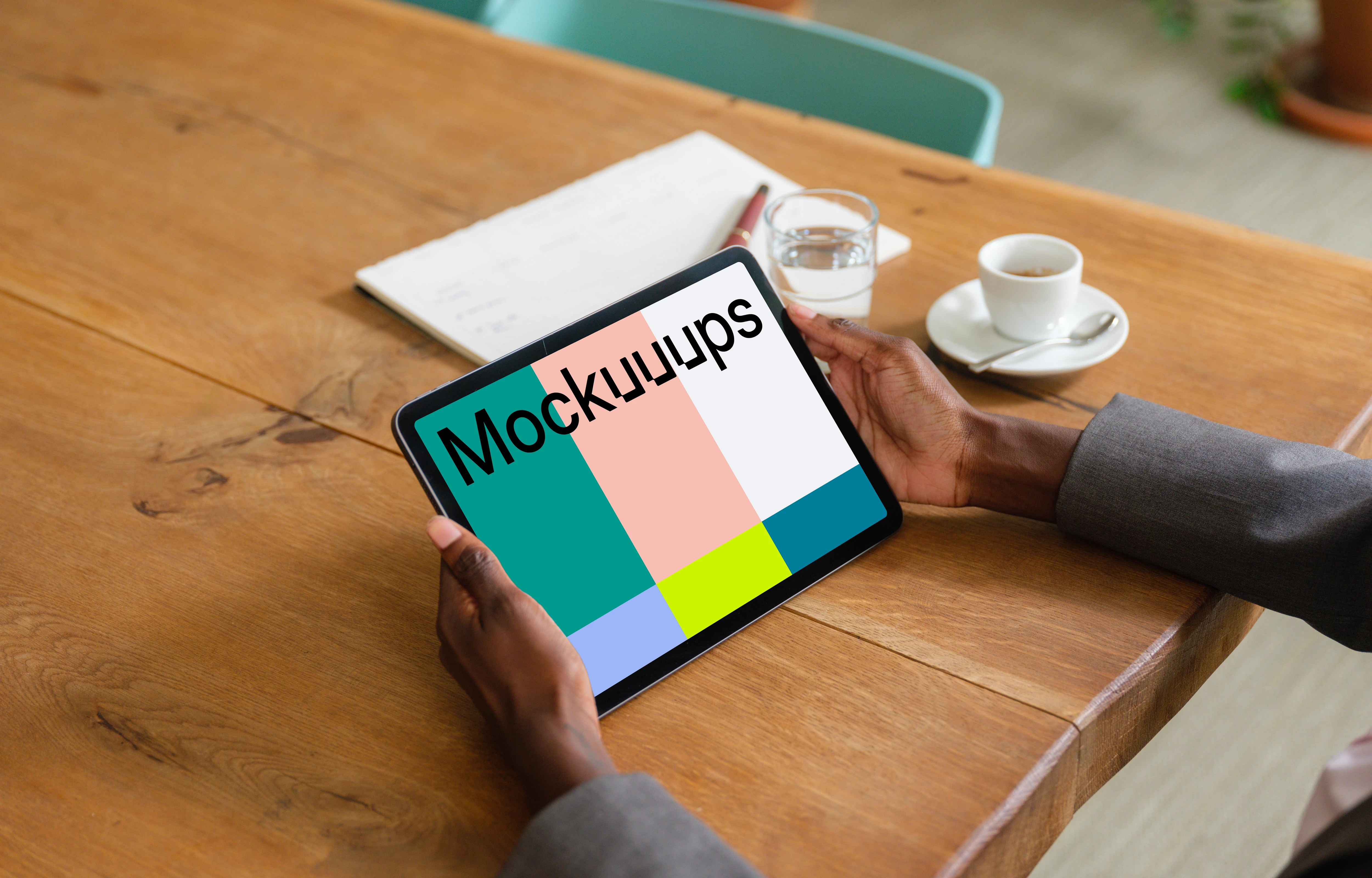 Female entrepreneur working on an iPad Air mockup