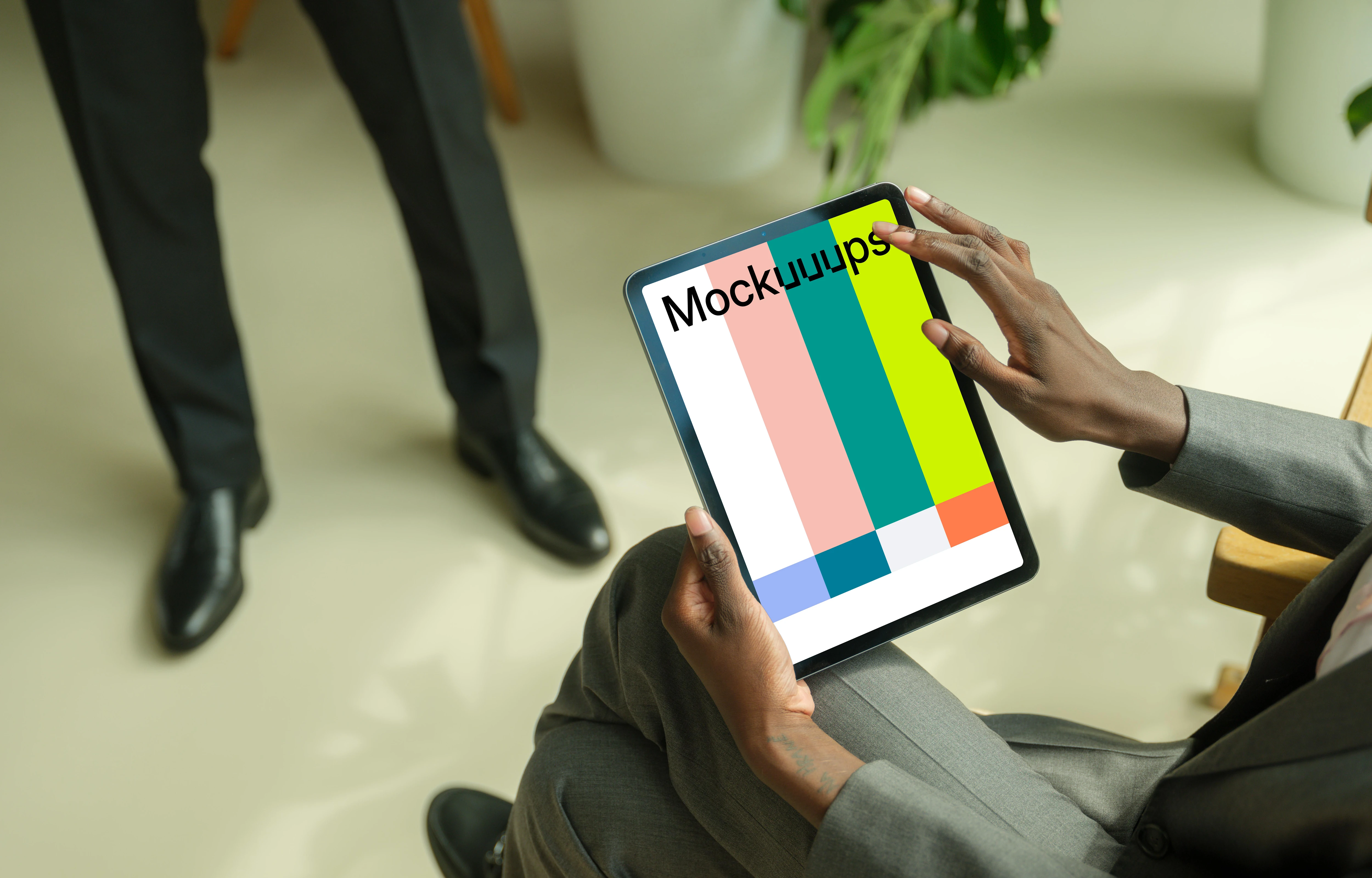 Female entrepreneur working on iPad Air mockup