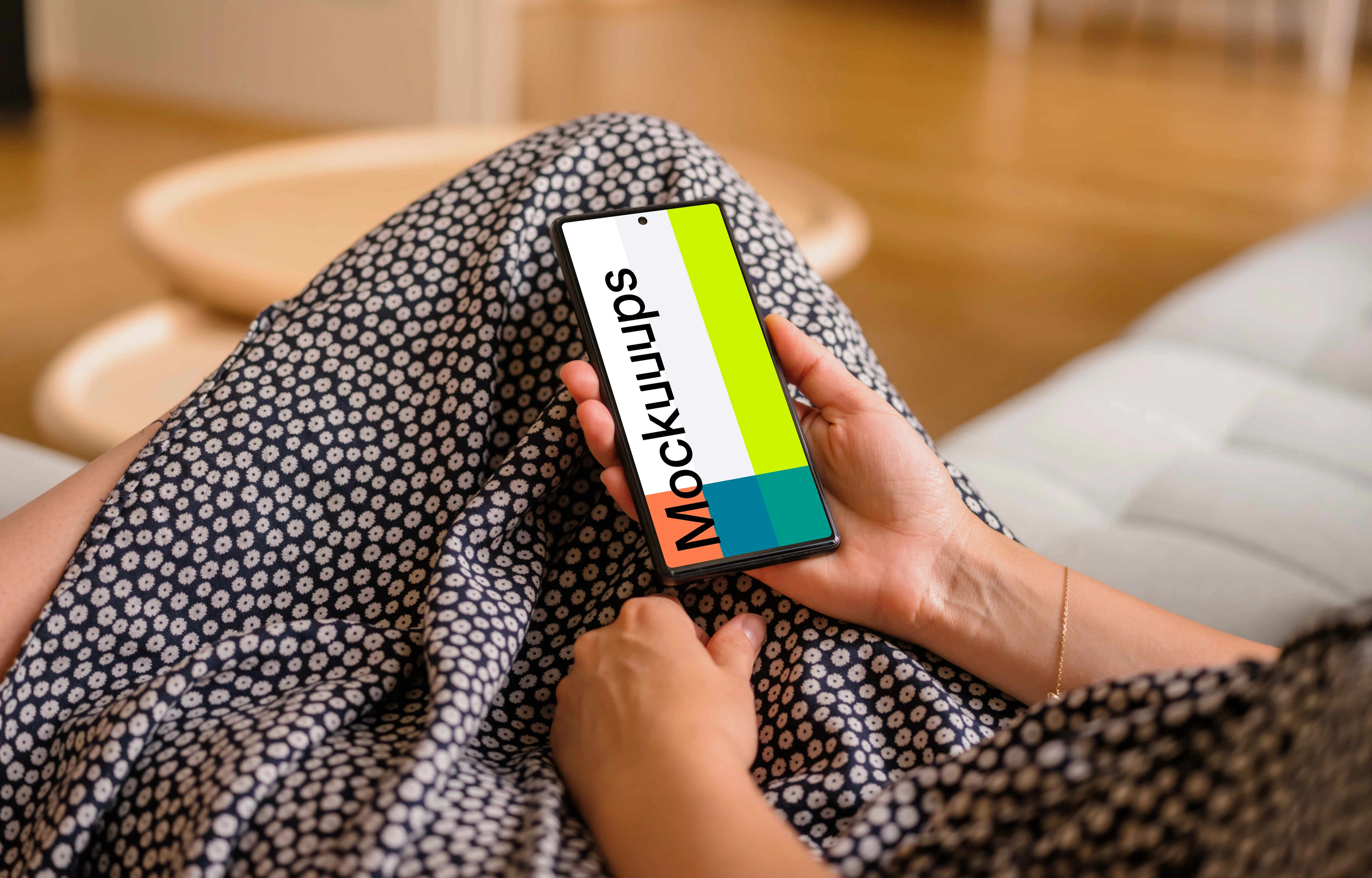 Female hand holding a Google Pixel 6 mockup