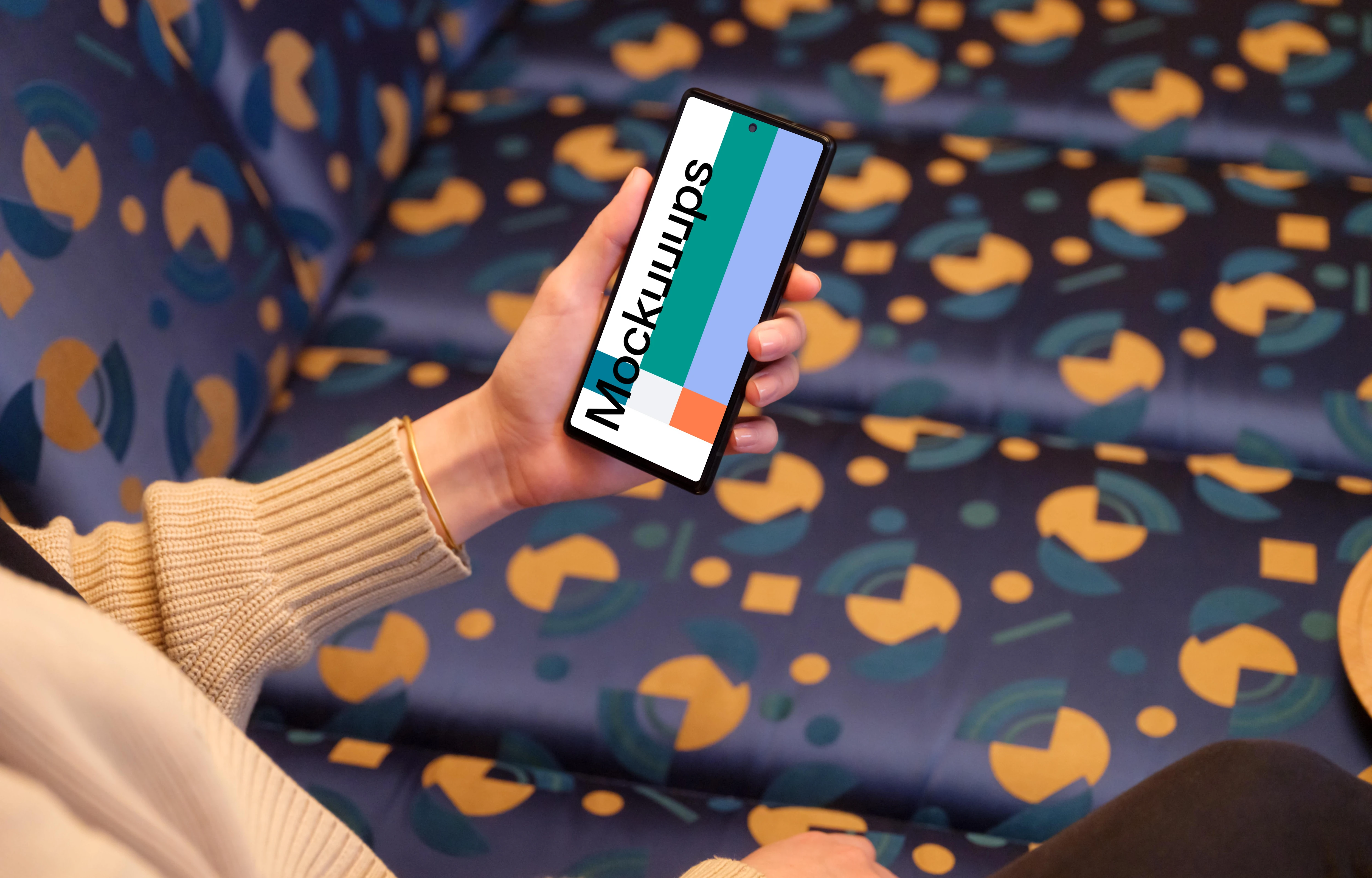 Google Pixel 6 mockup in the lounge