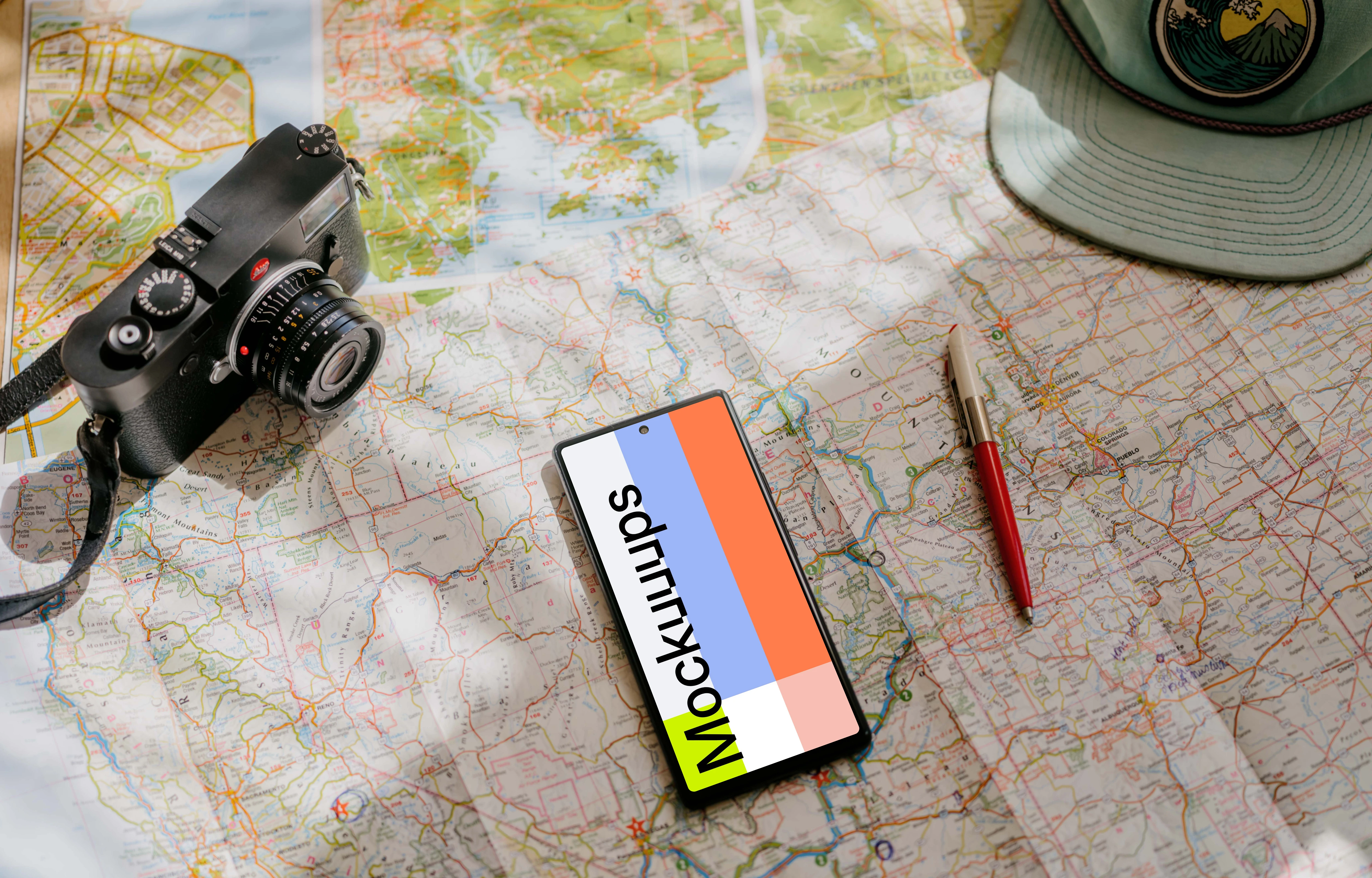 Google Pixel 6 mockup on a map