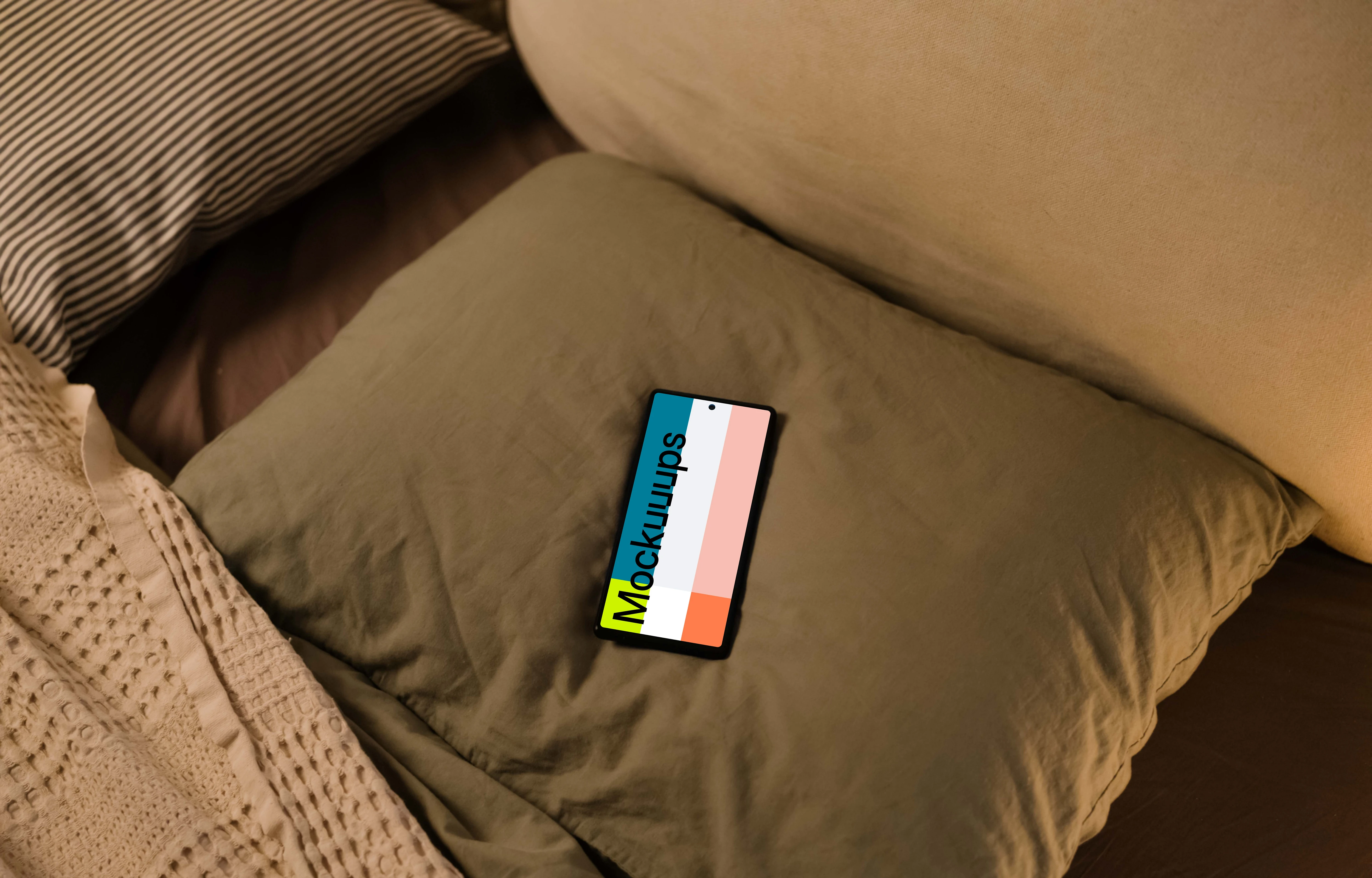 Google Pixel 6 mockup on pillow