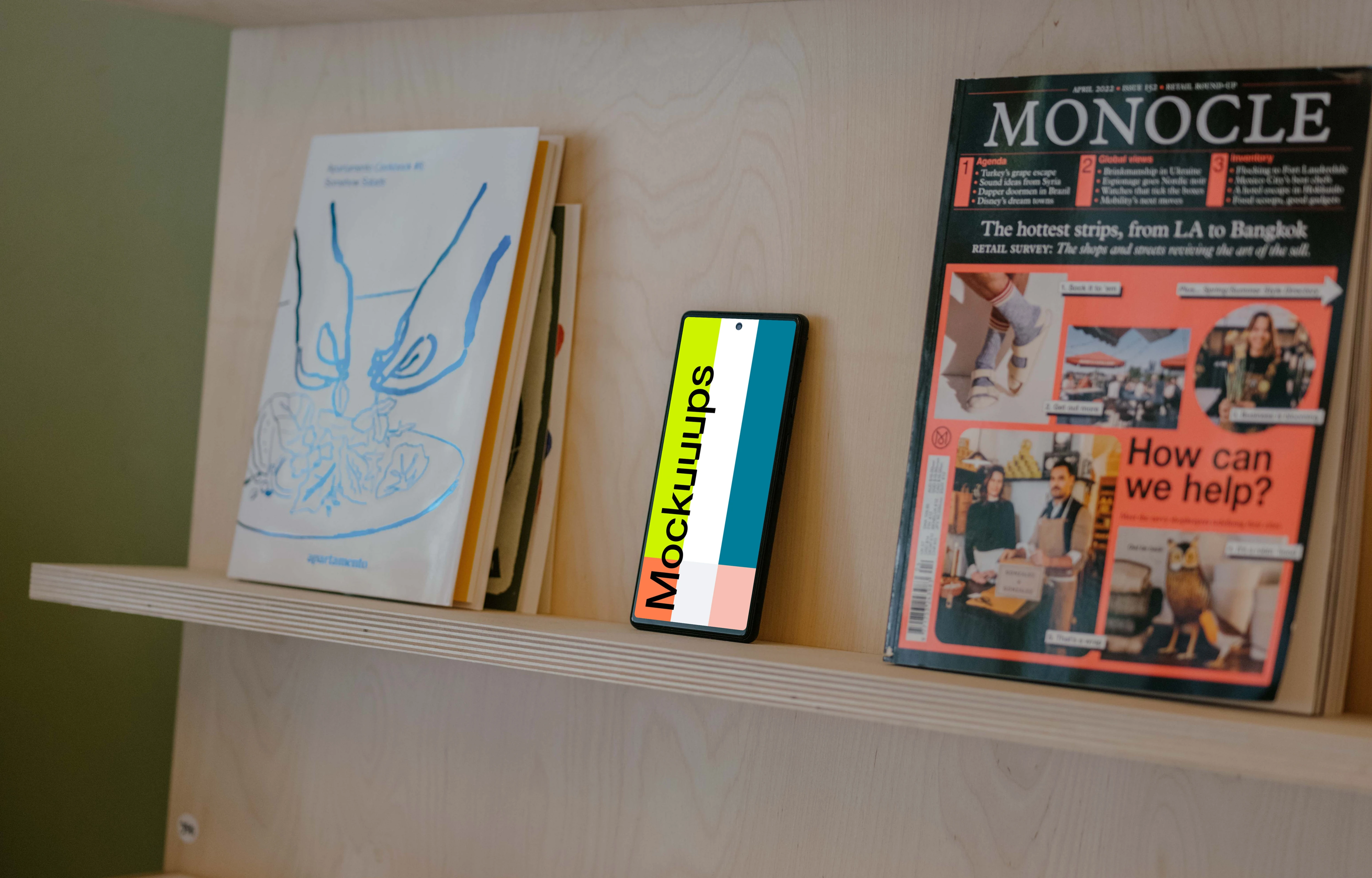 Google Pixel 6 mockup with books