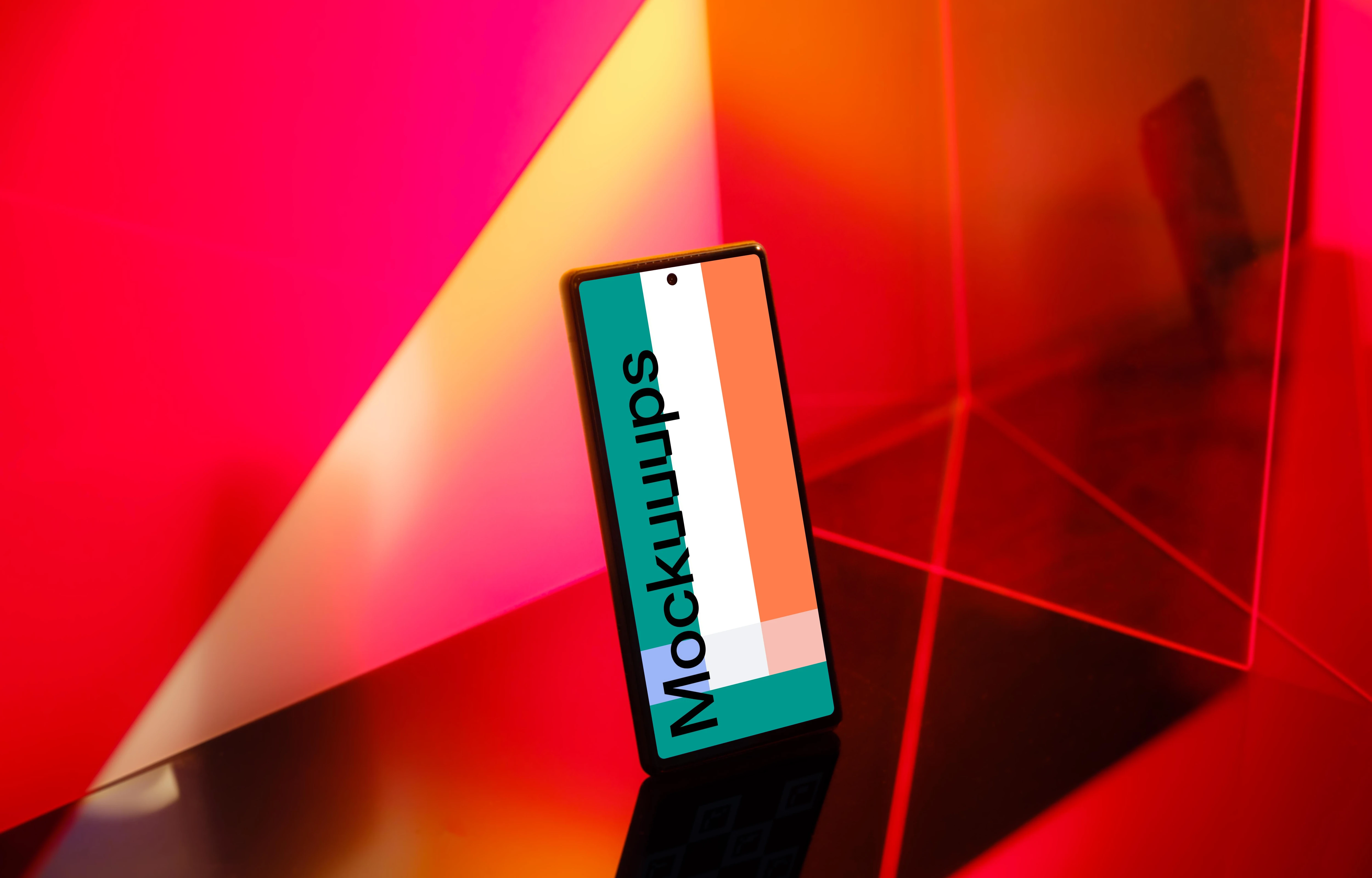 Google Pixel 6 mockup with red themed background