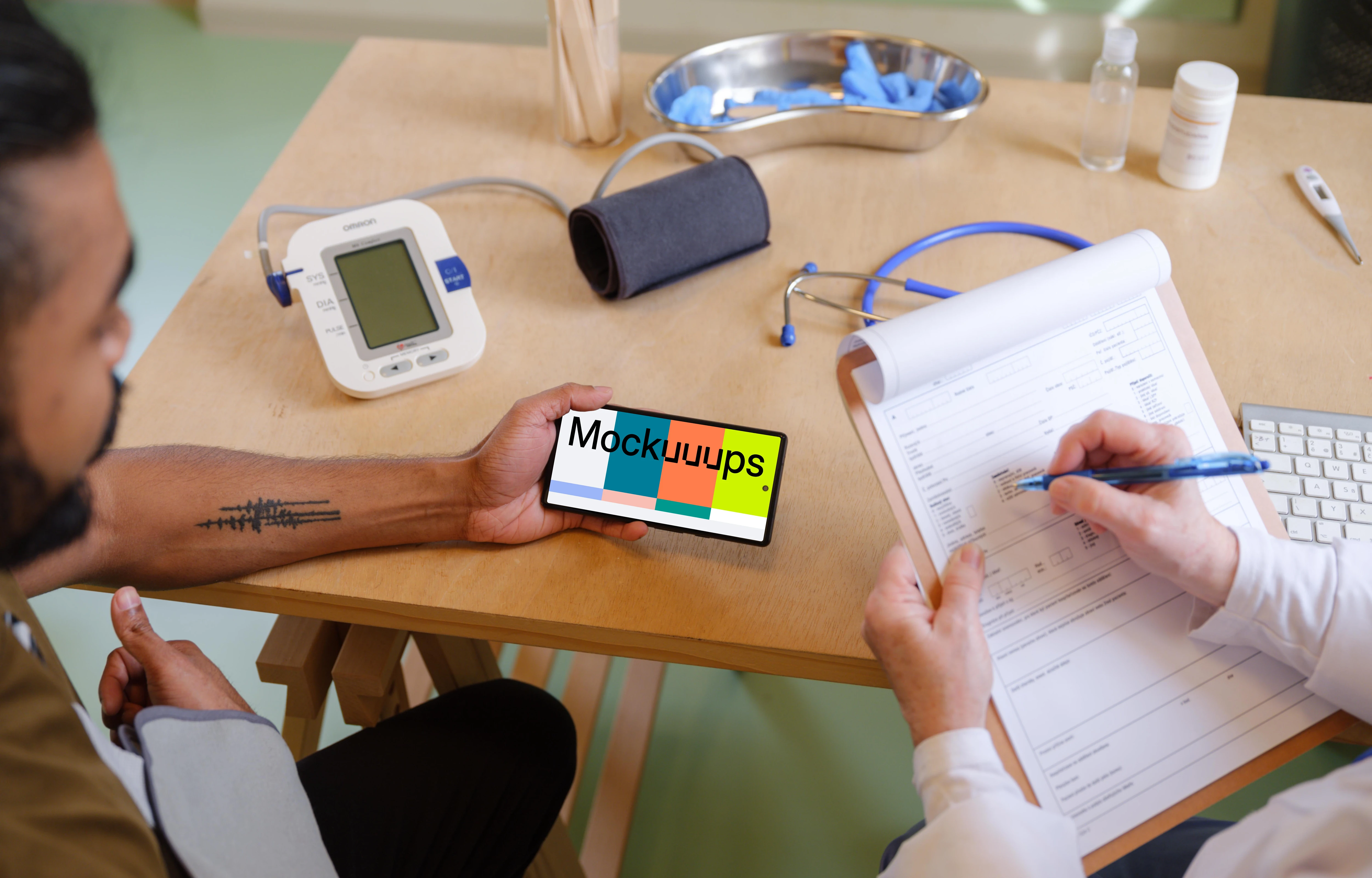 Google Pixel mockup in the patient’s hand