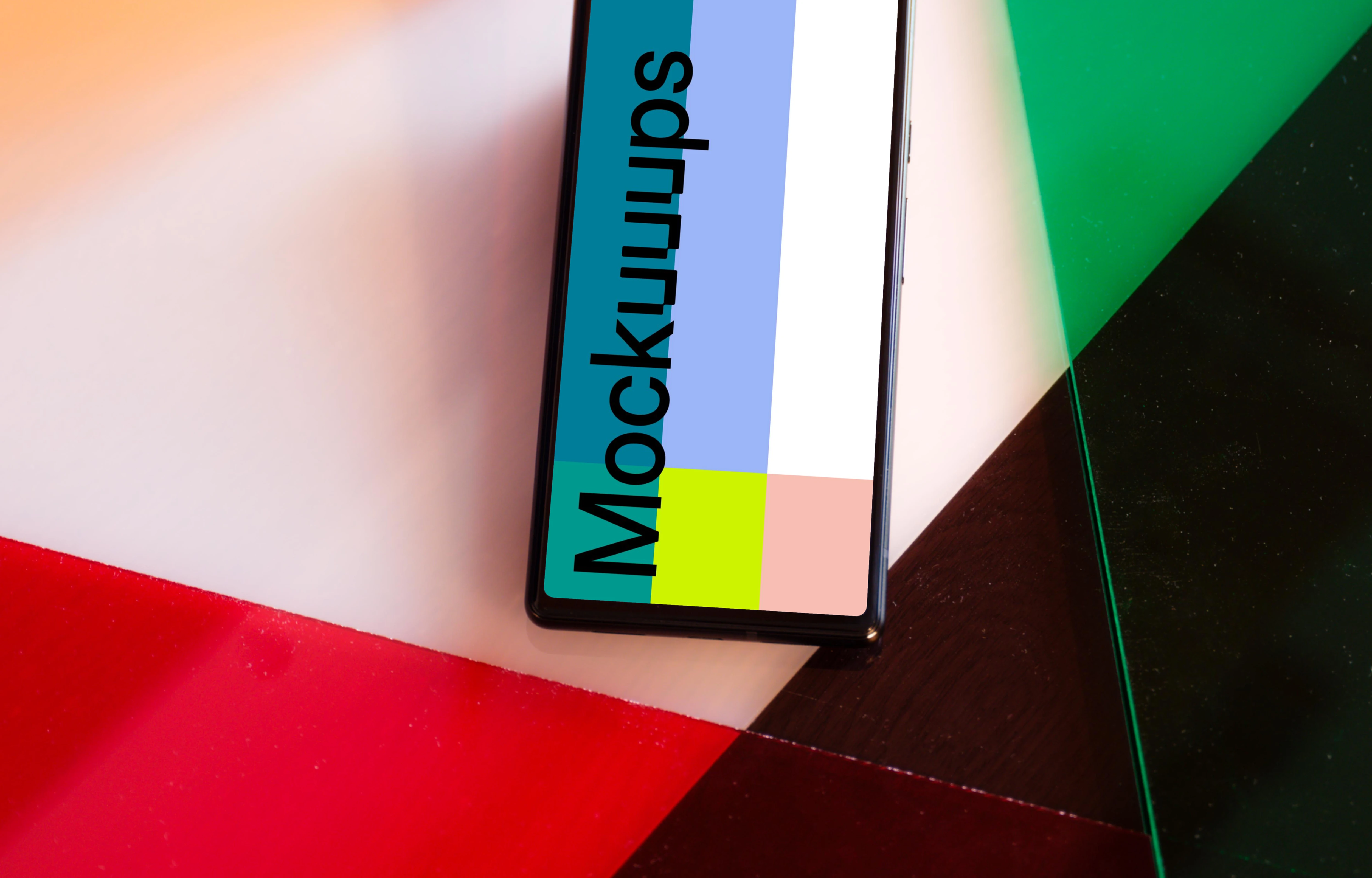 Google Pixel mockup on multicolored background