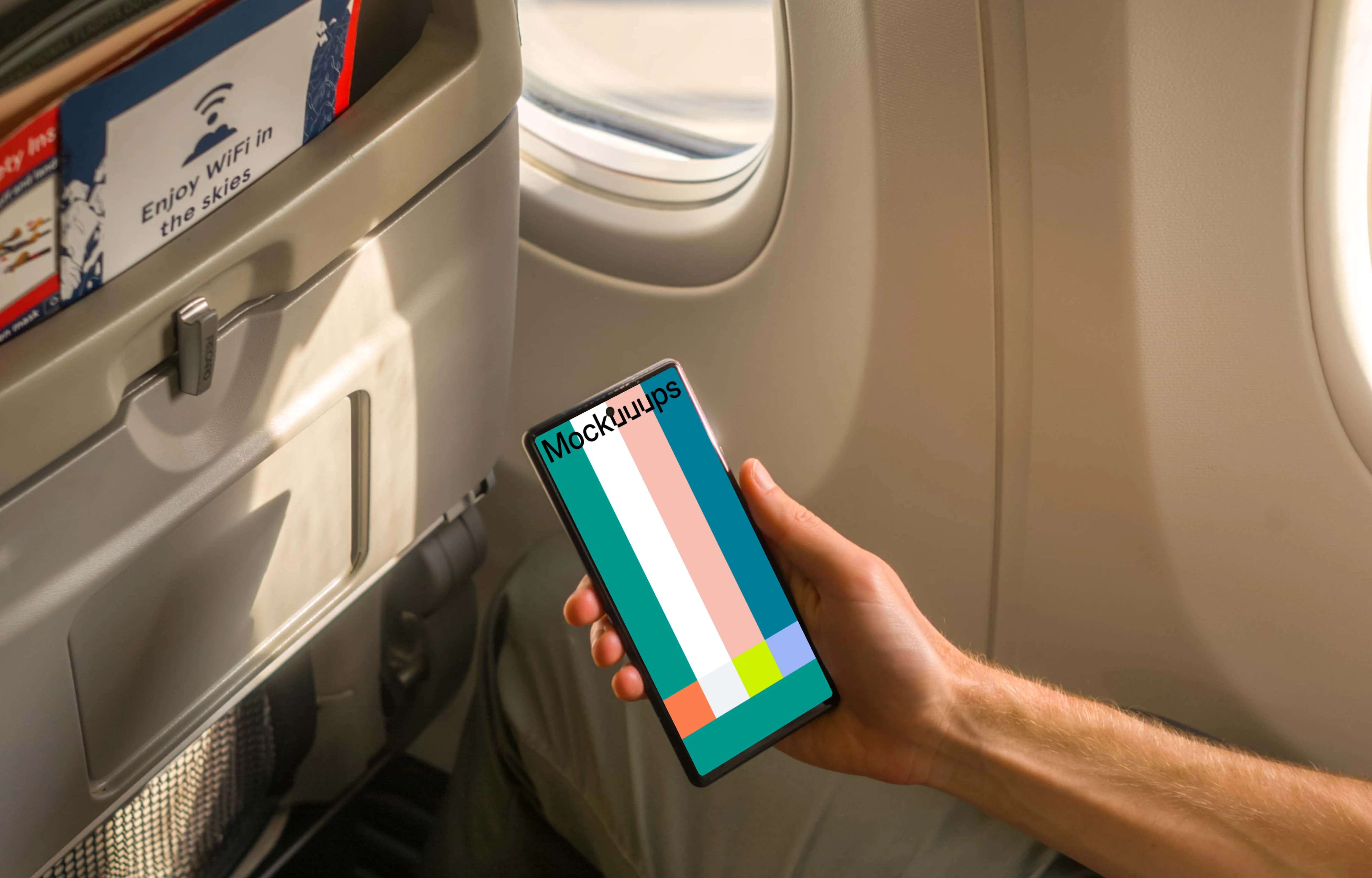 Google Pixel on a Plane Mockup