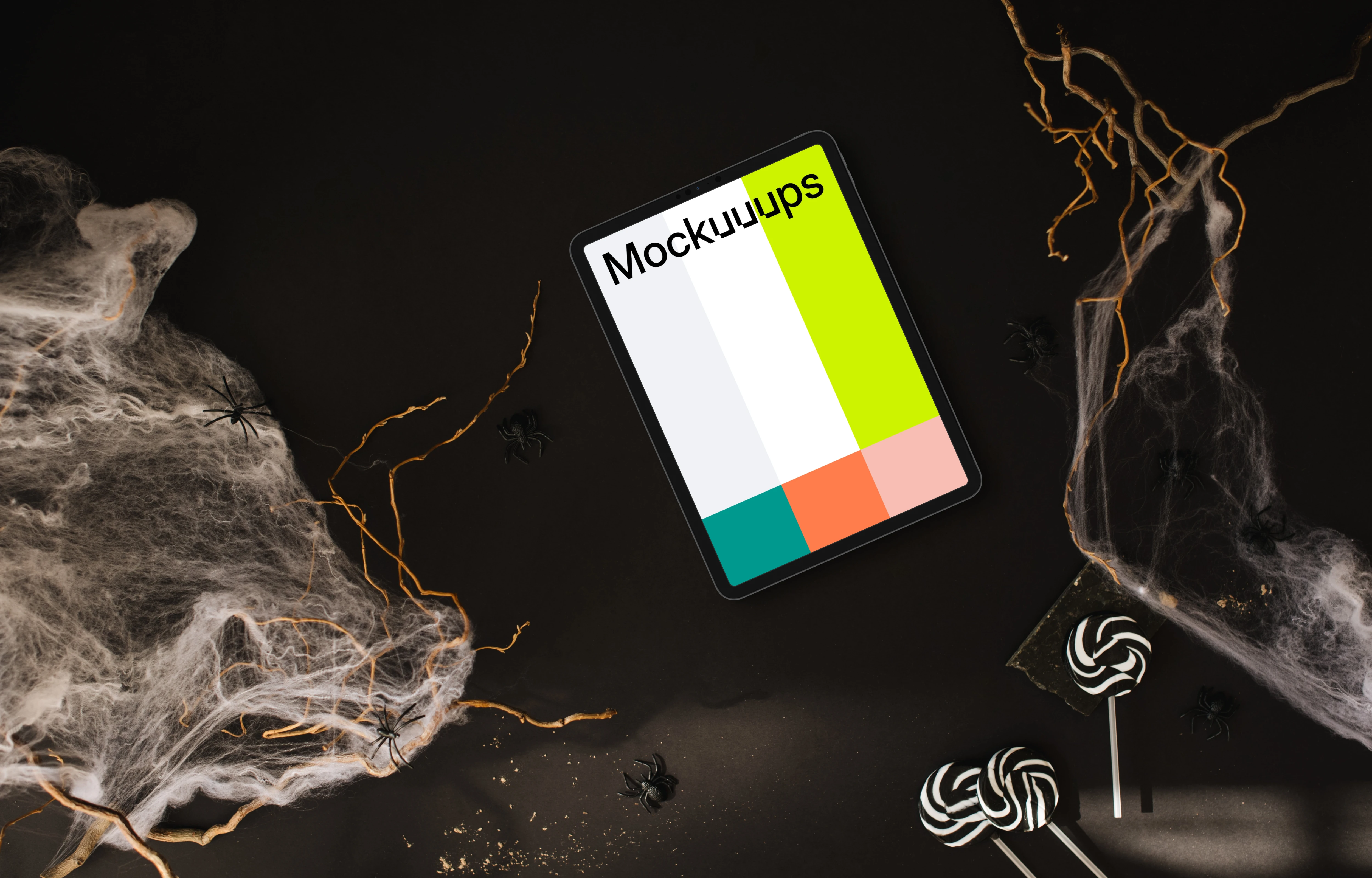 Halloween template with a tablet mockup