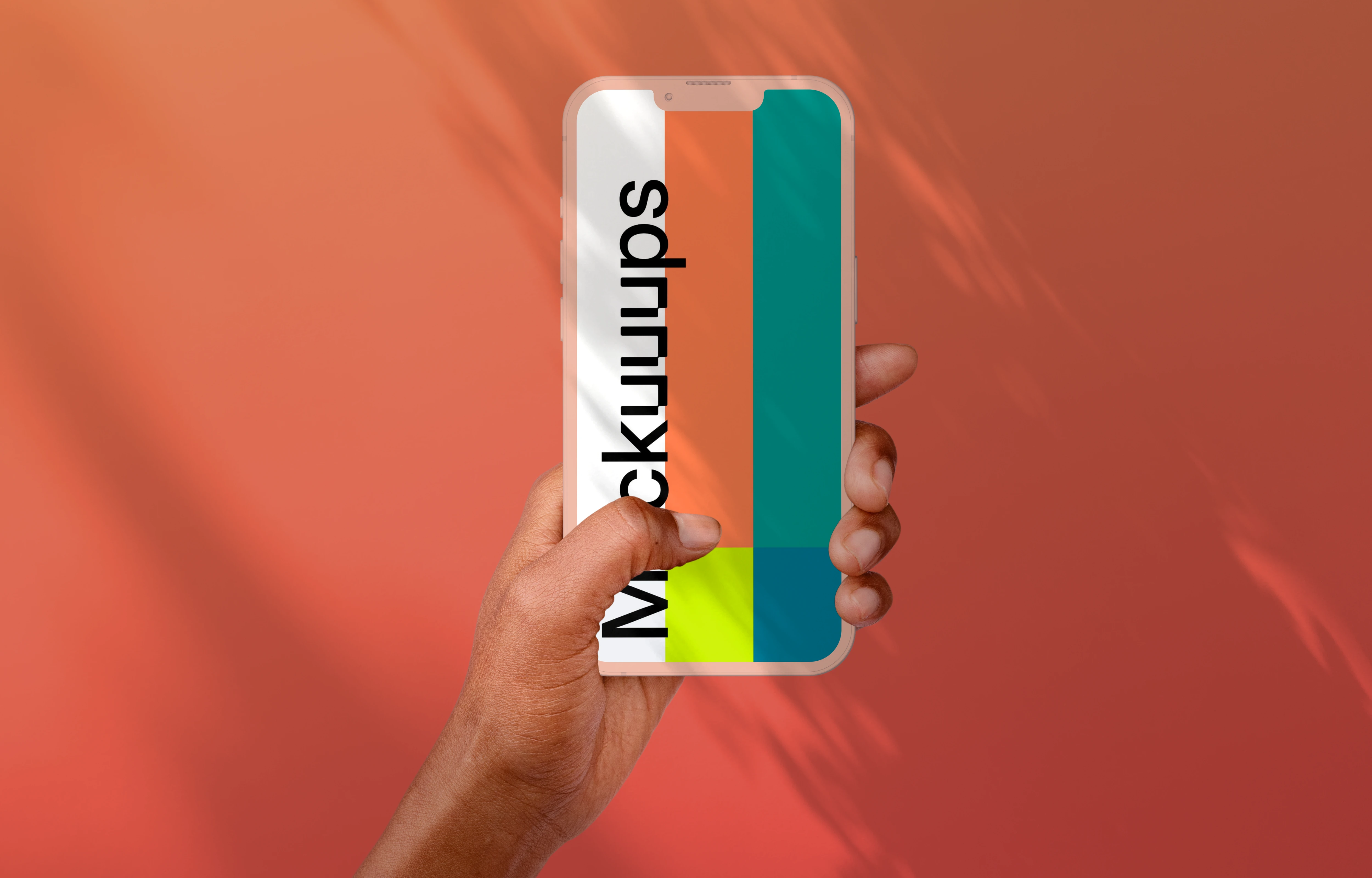 Hand holding clay smartphone mockup