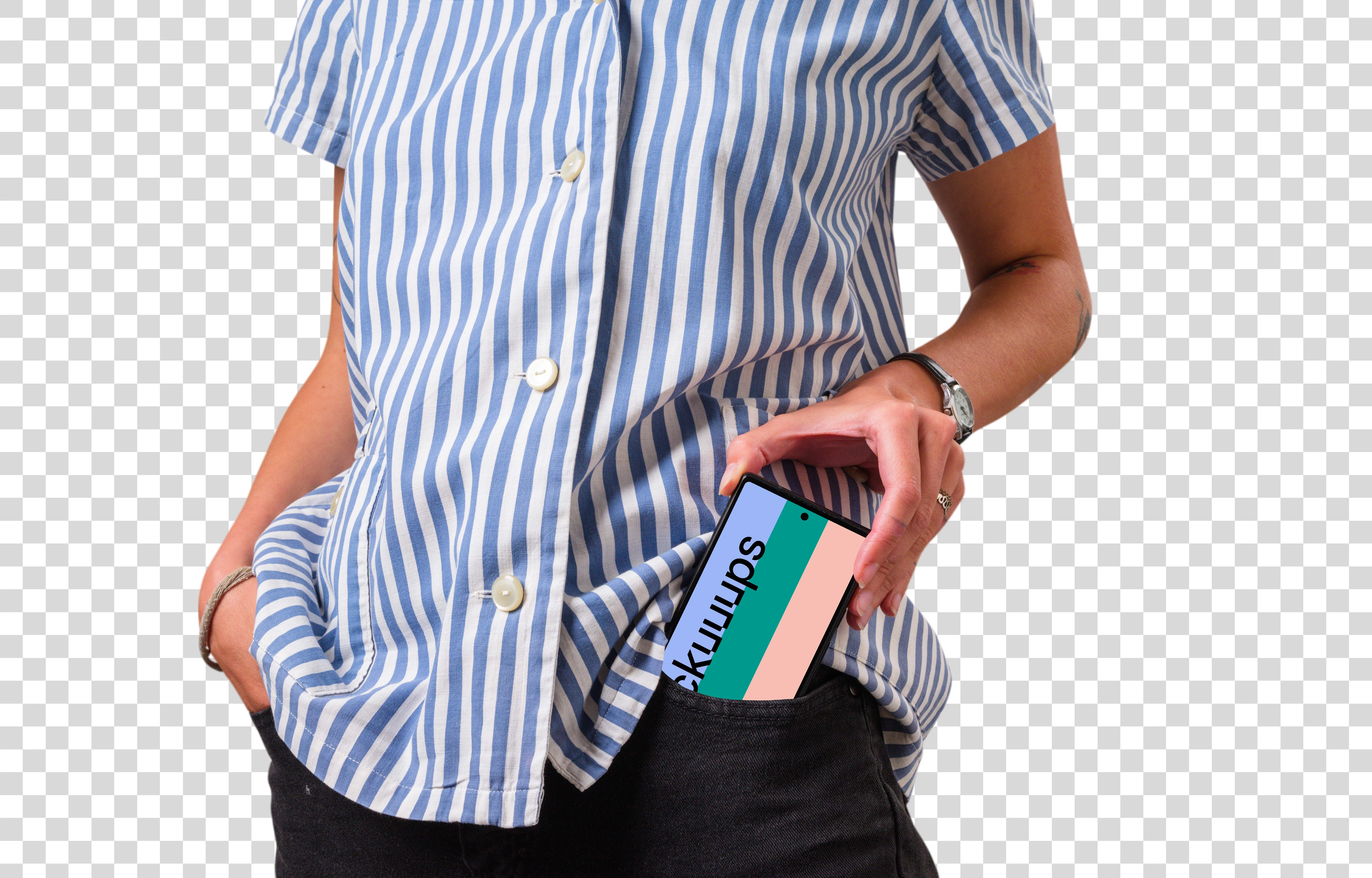 Google Pixel mockup in jeans pocket