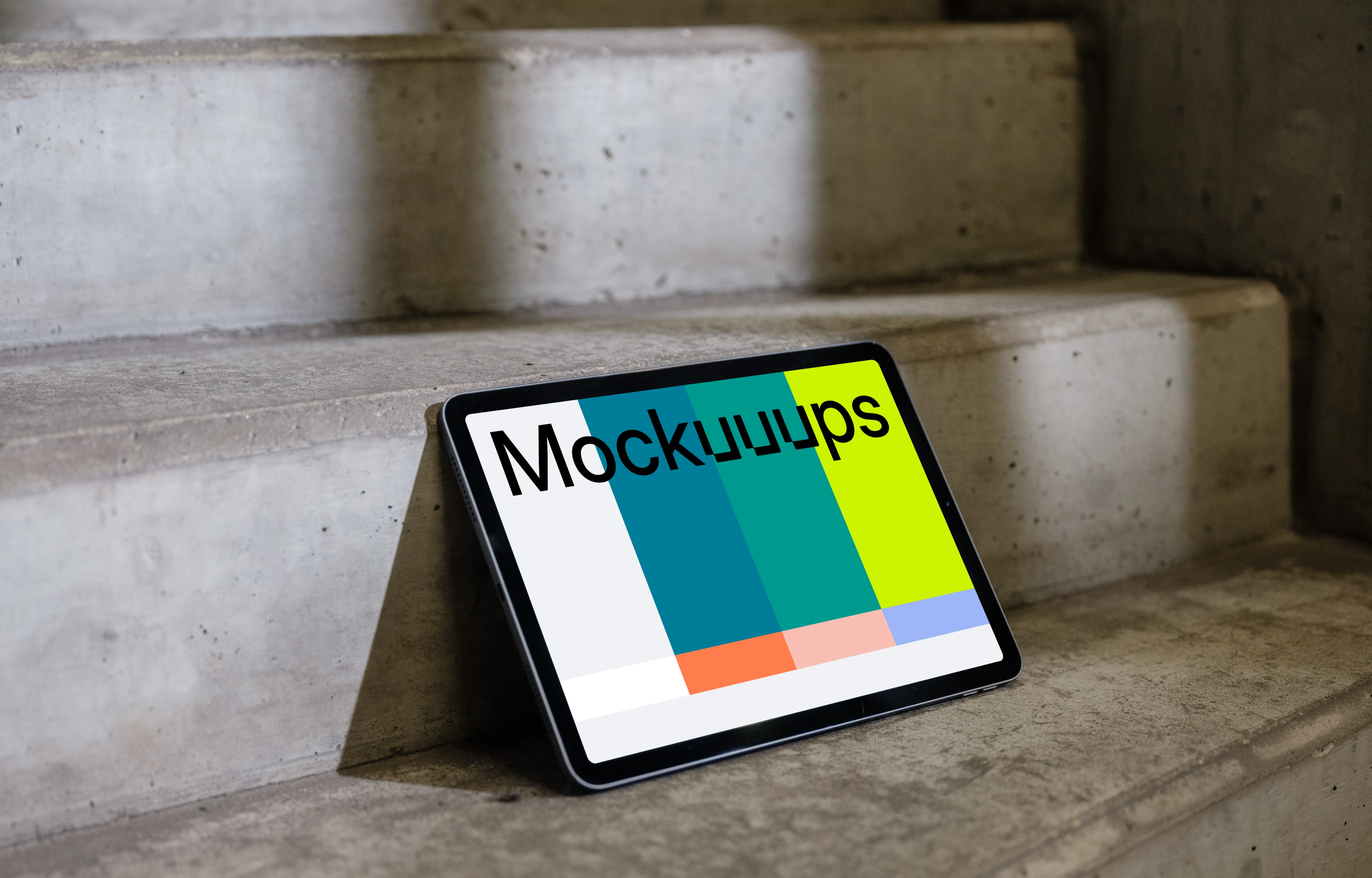 iPad Air Landscape Mockup in Industrial Setting
