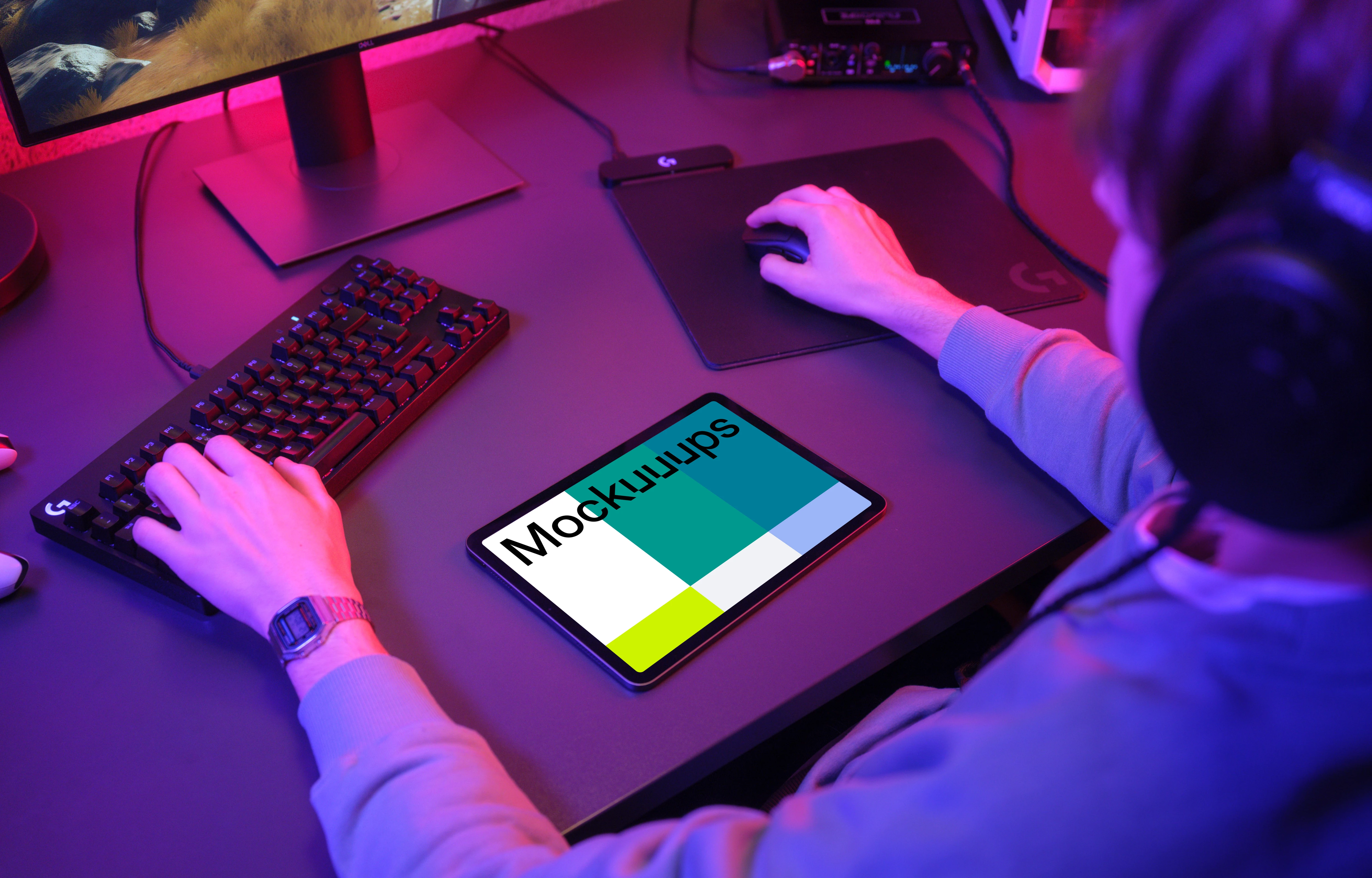 iPad Air mockup in a gamer's setup