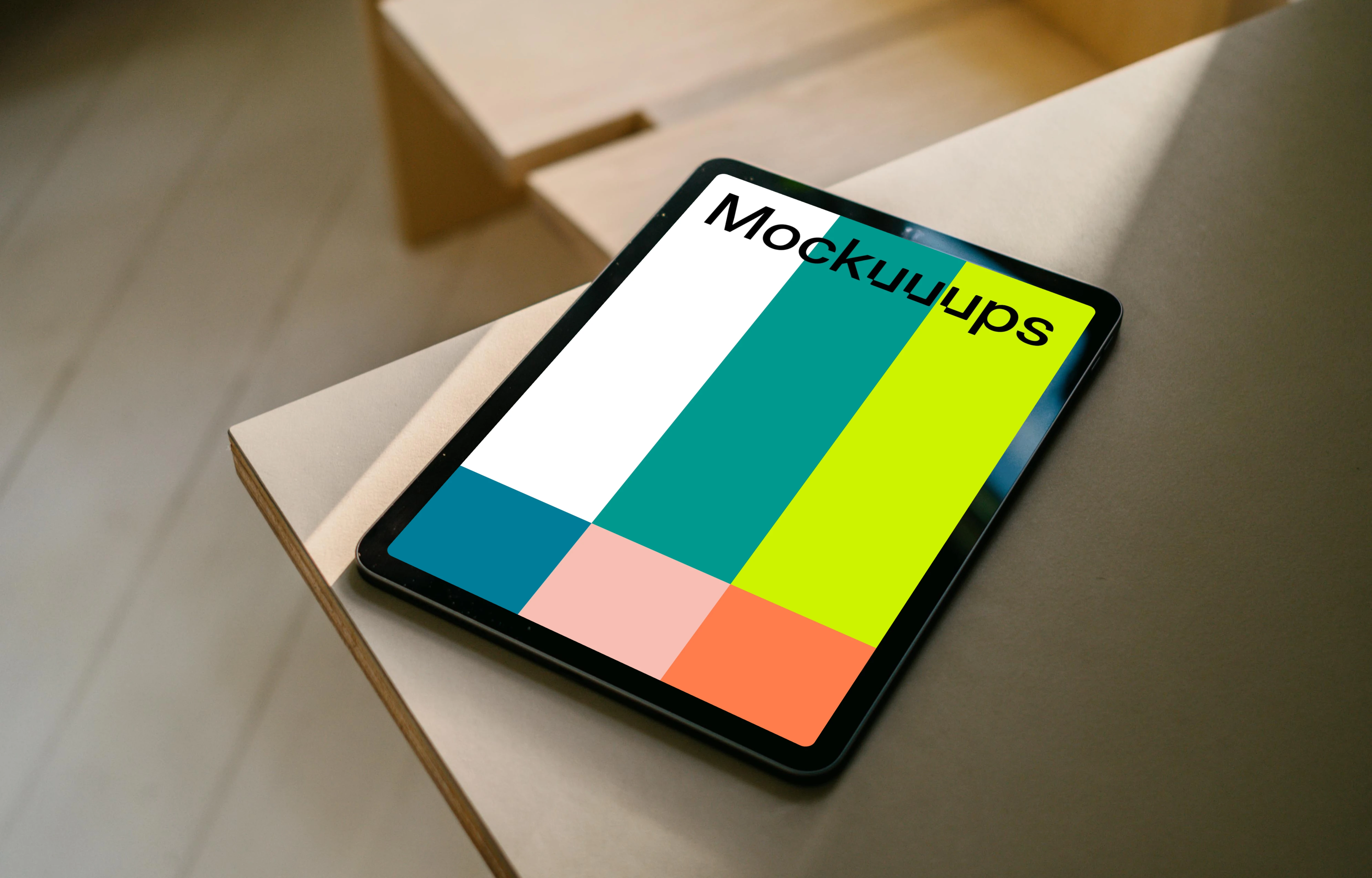 iPad Air mockup on a cream-colored table