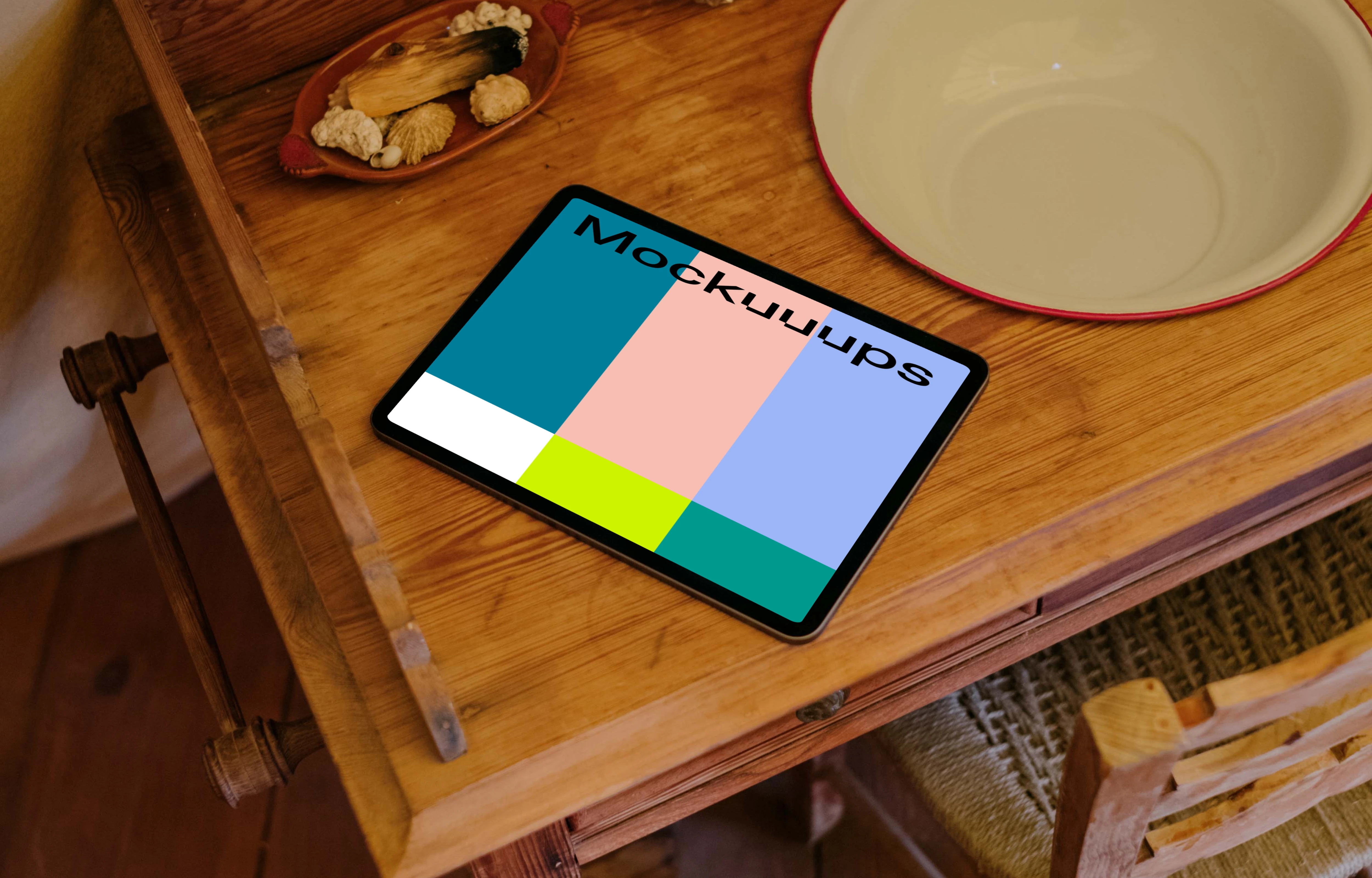 iPad Air mockup on a dining table