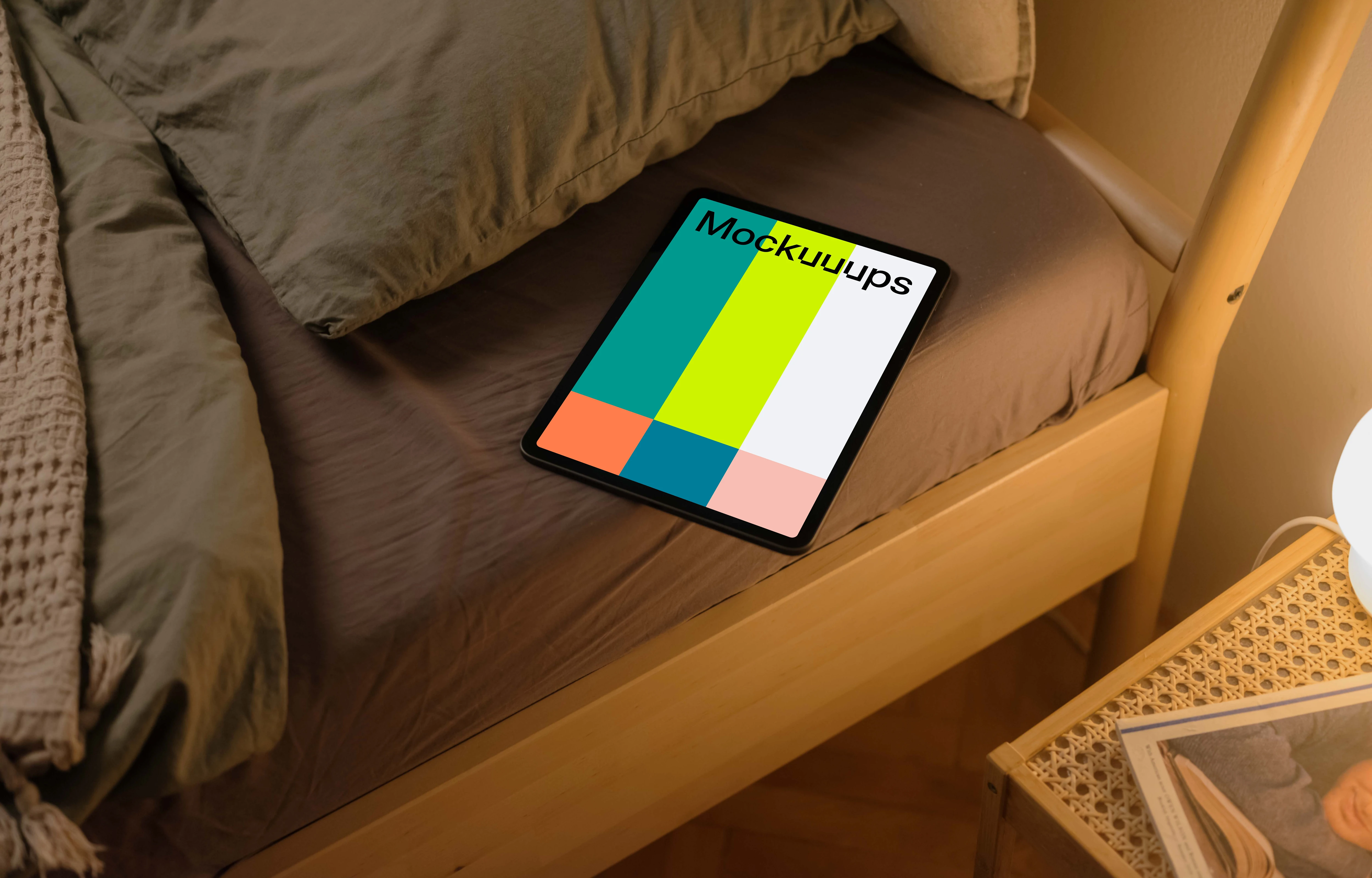 iPad Air mockup on bed