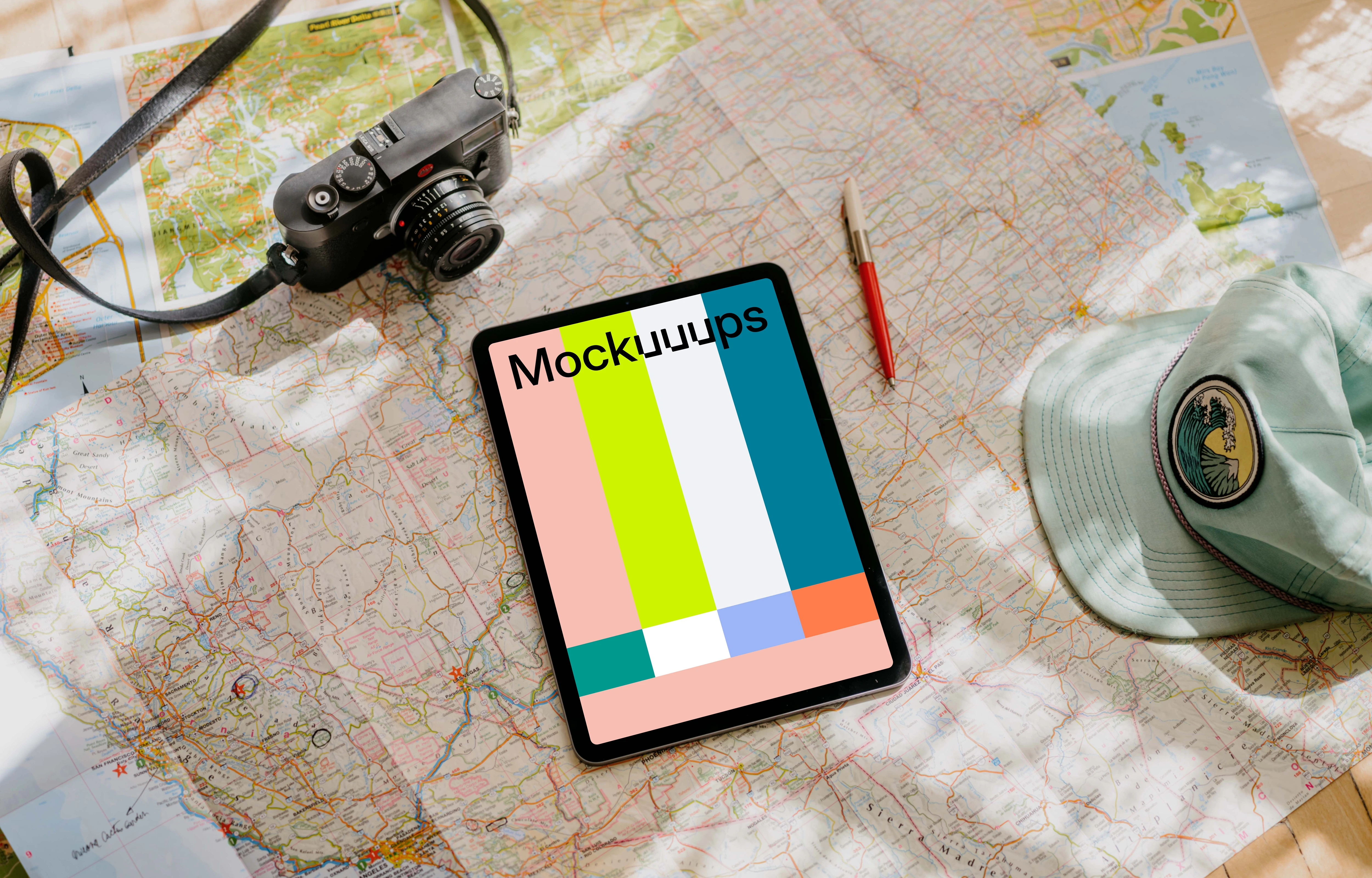 iPad Air mockup on map