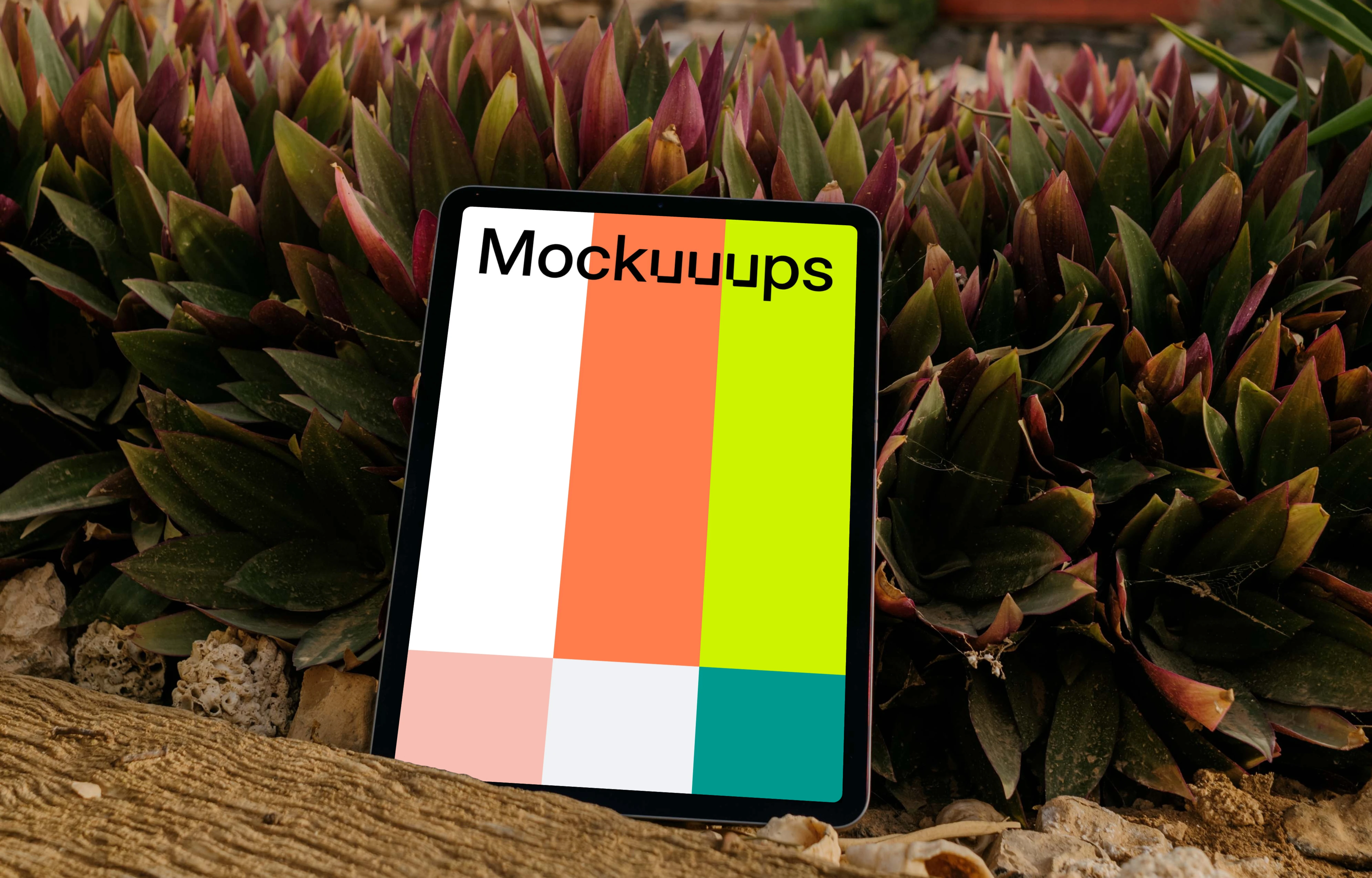 iPad Air mockup placed against some plants