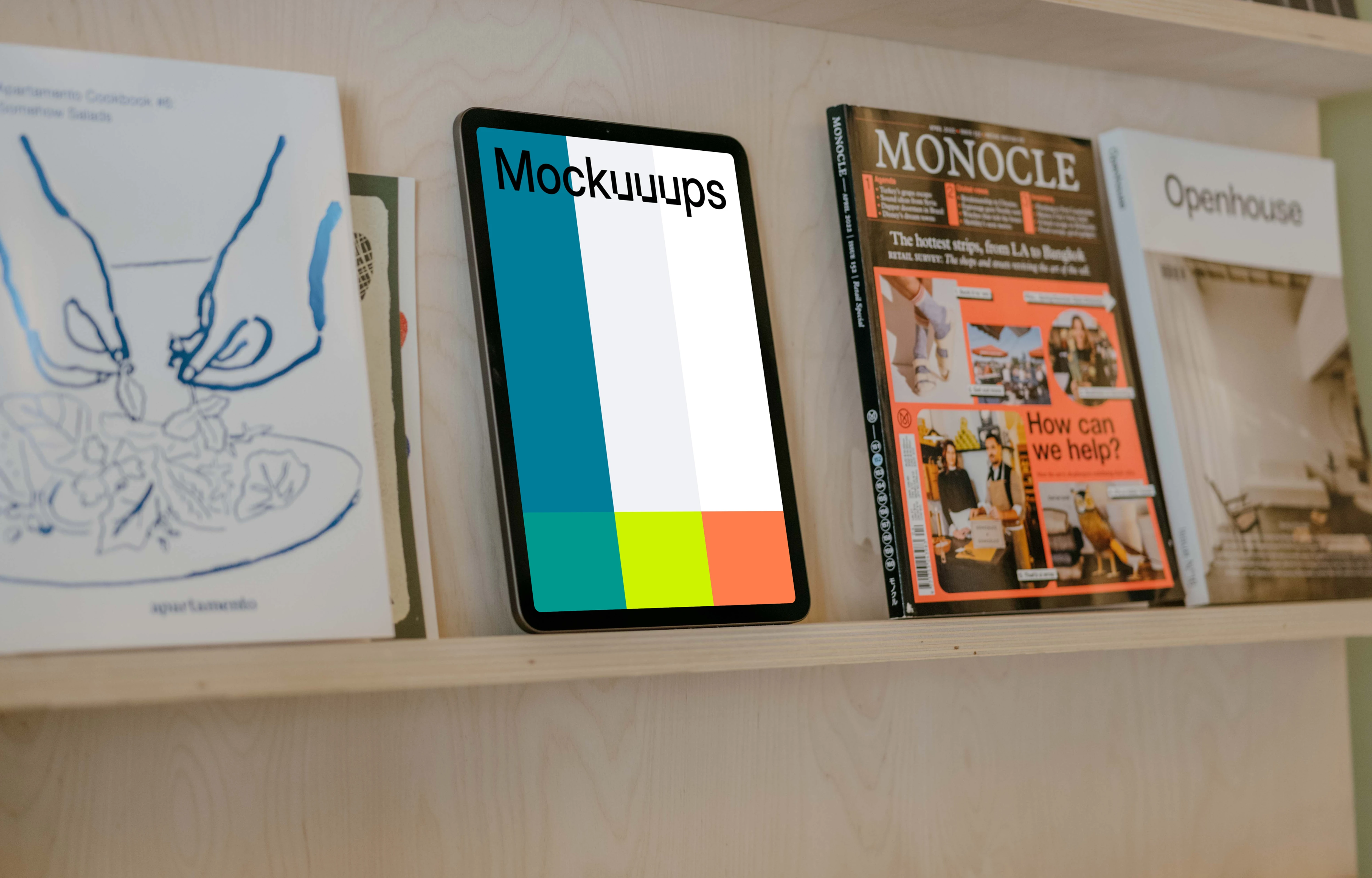 iPad Air mockup with books