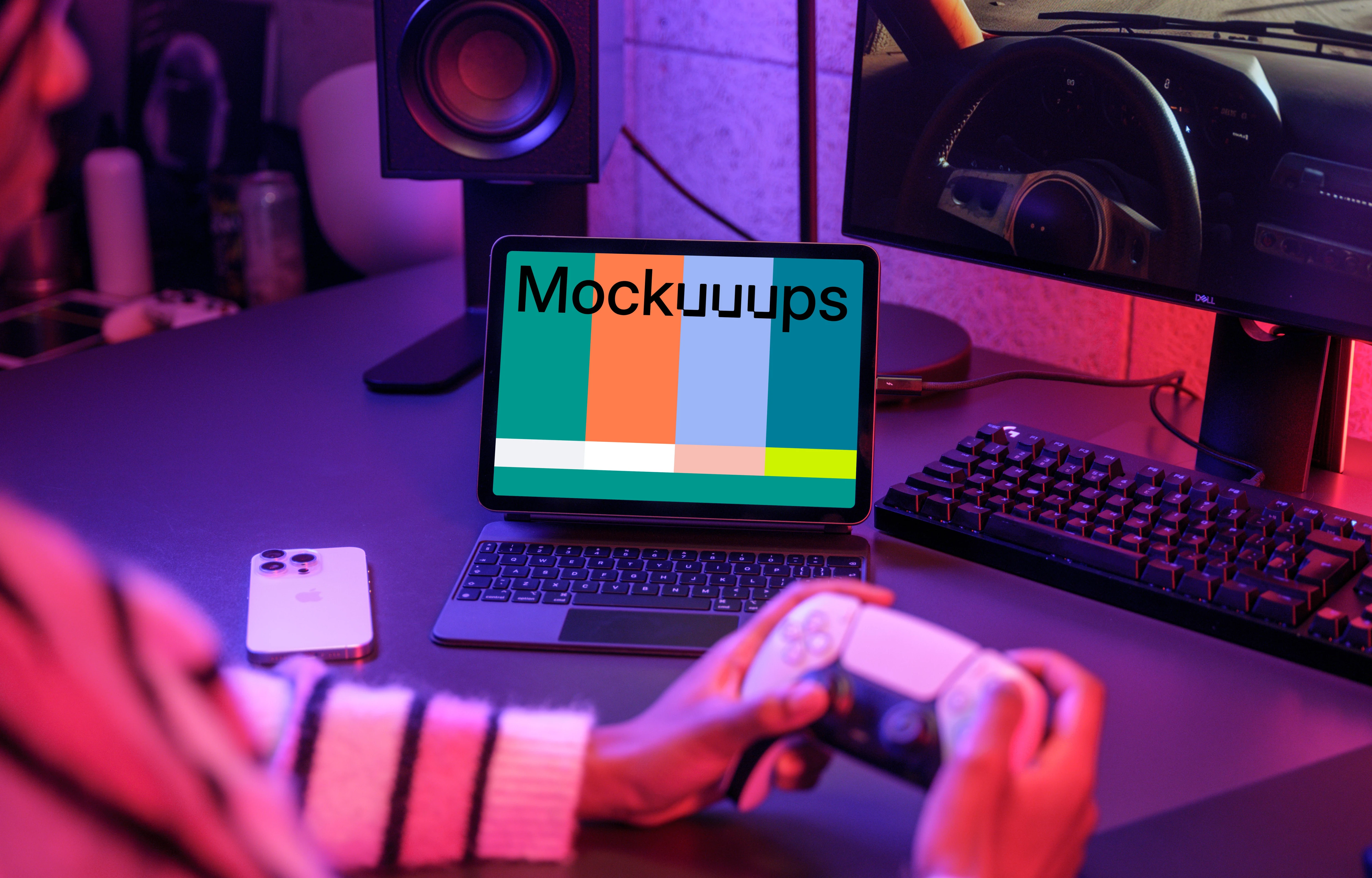 iPad Air mockup with gaming setup