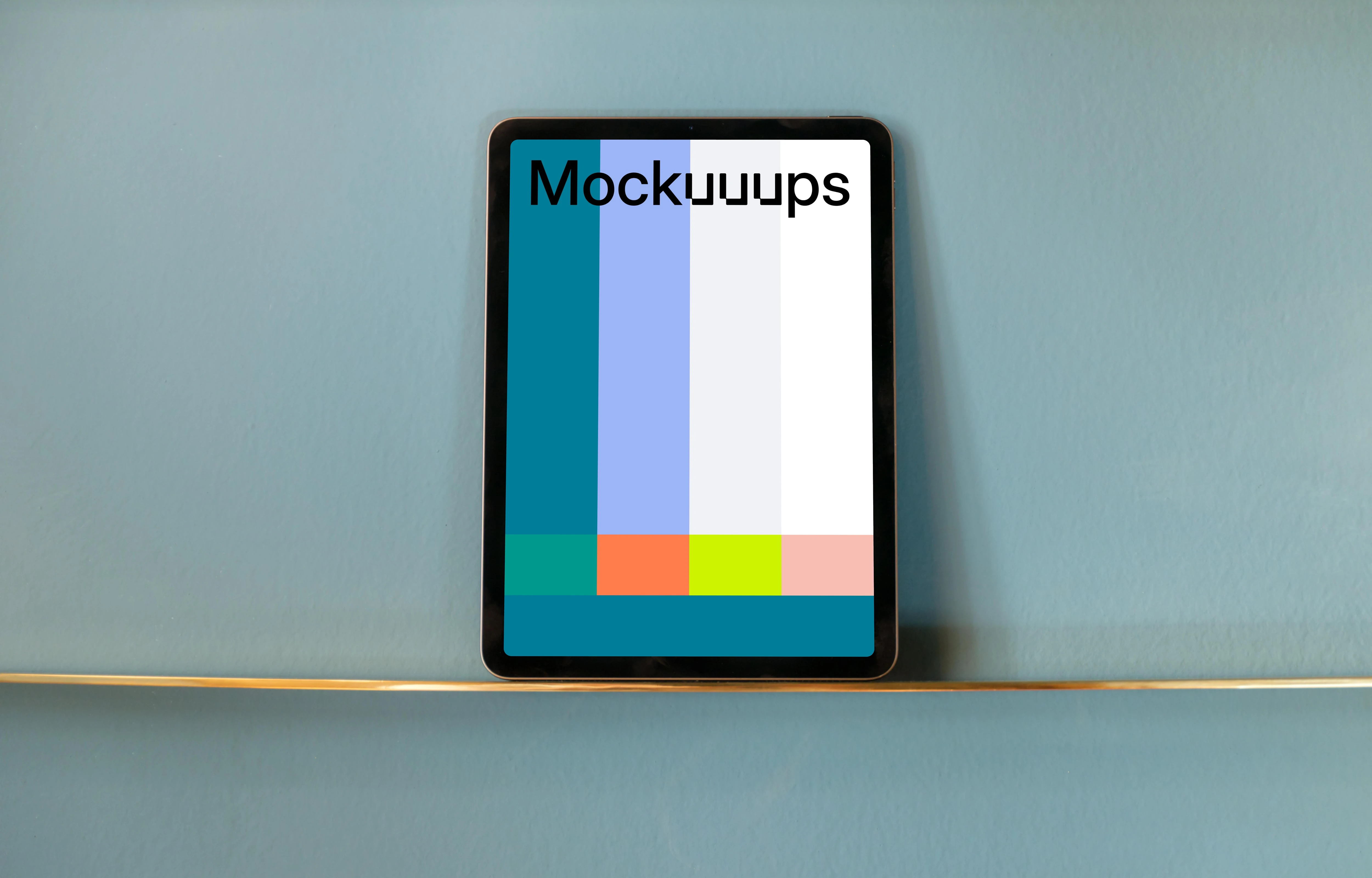 iPad mockup and solid baby blue background