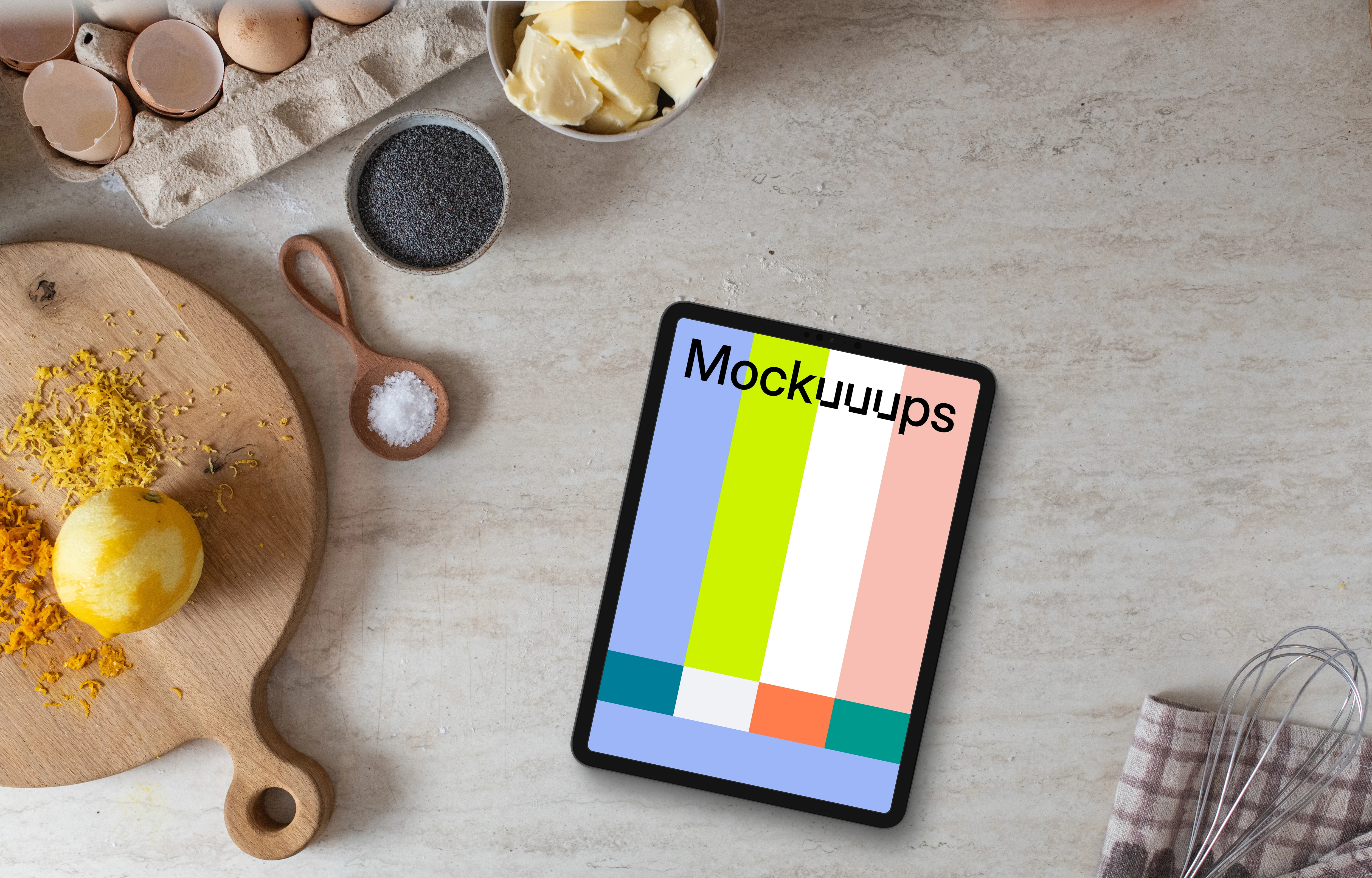 iPad mockup in the modern kitchen