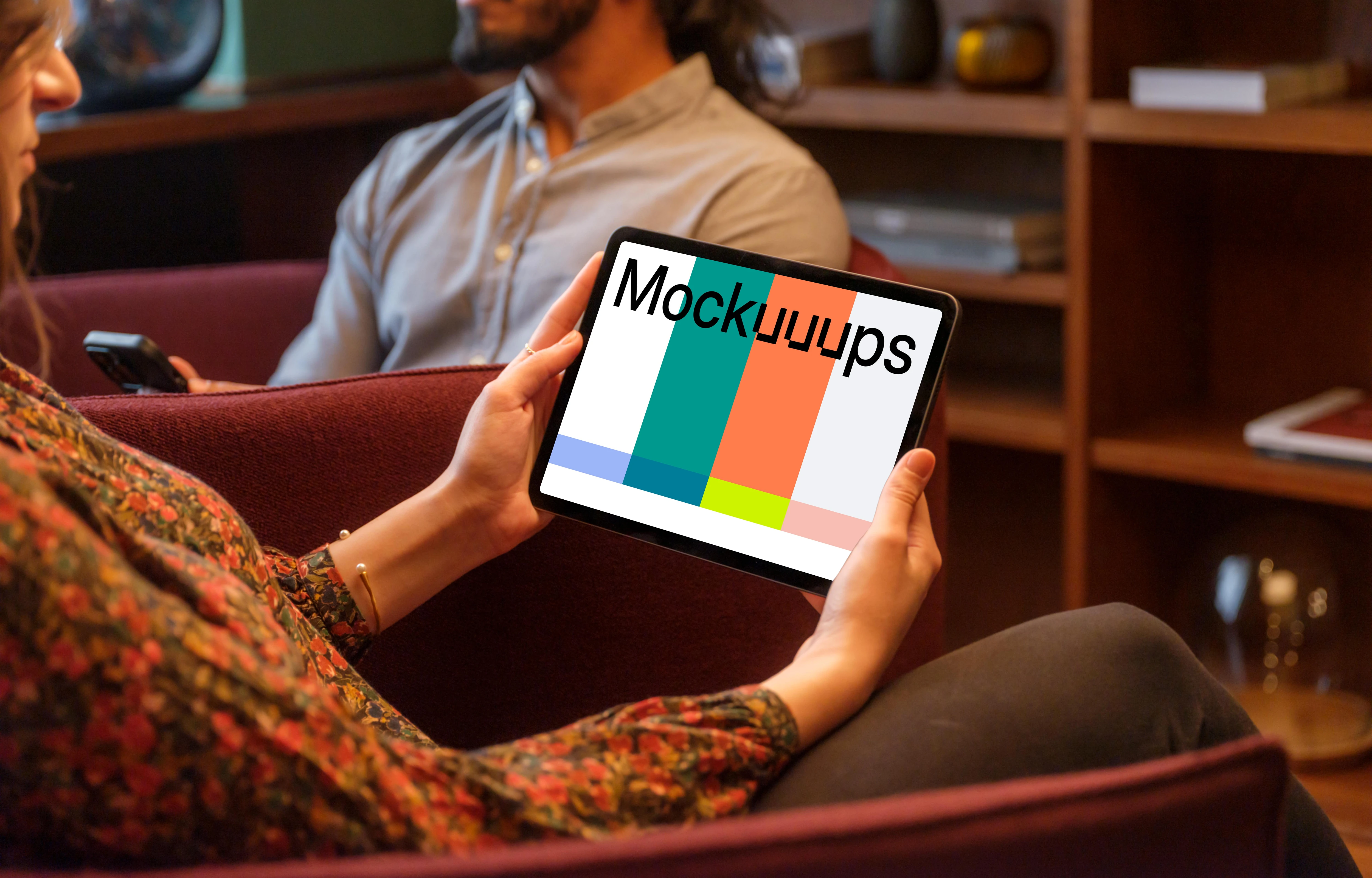 iPad mockup in the office setting