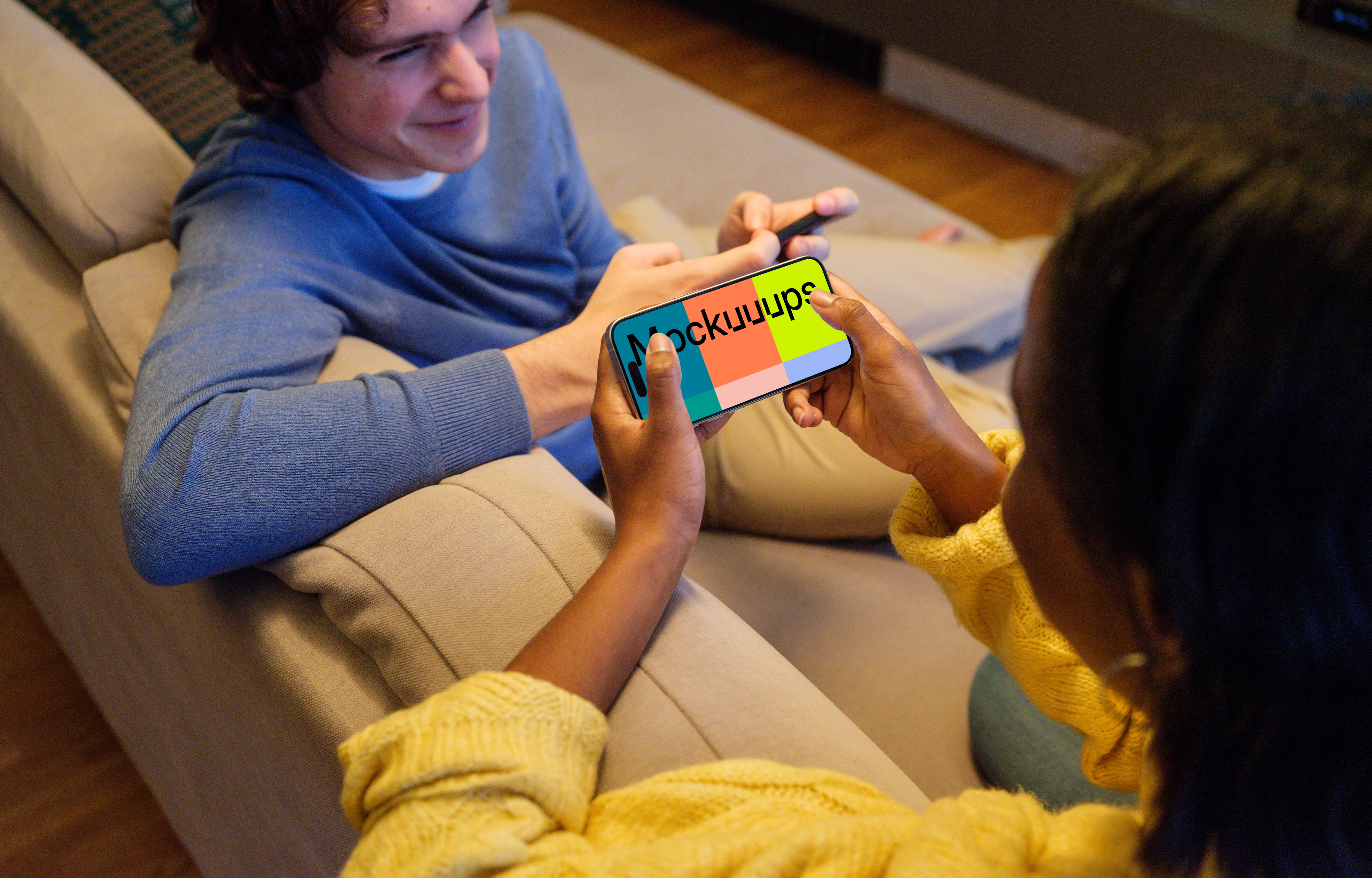 iPhone 15 Pro mockup in Hand for Gaming Concept