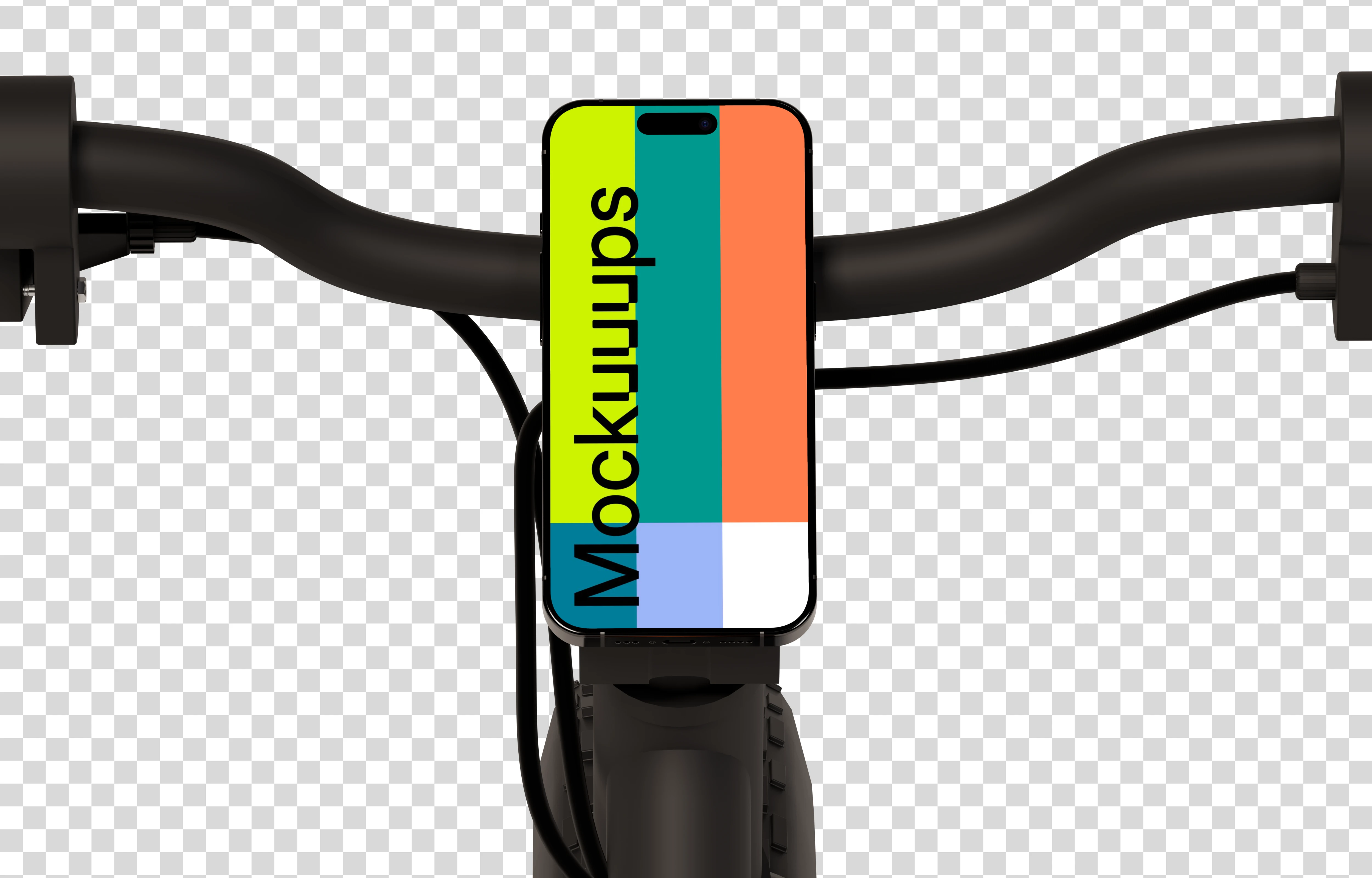 iPhone 16 mockup on a bicycle stand