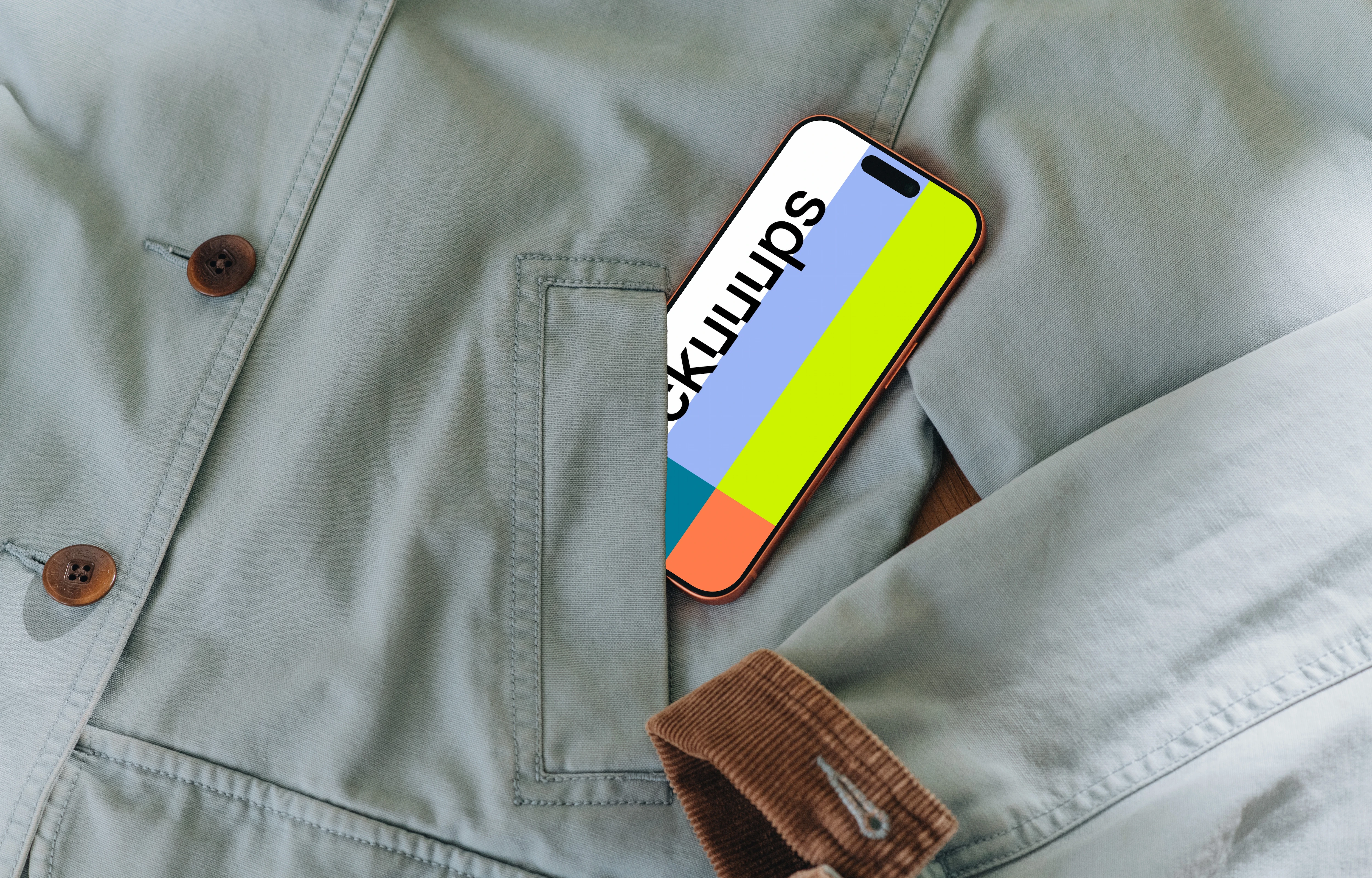 iPhone 17 Pro mockup in a jacket pocket
