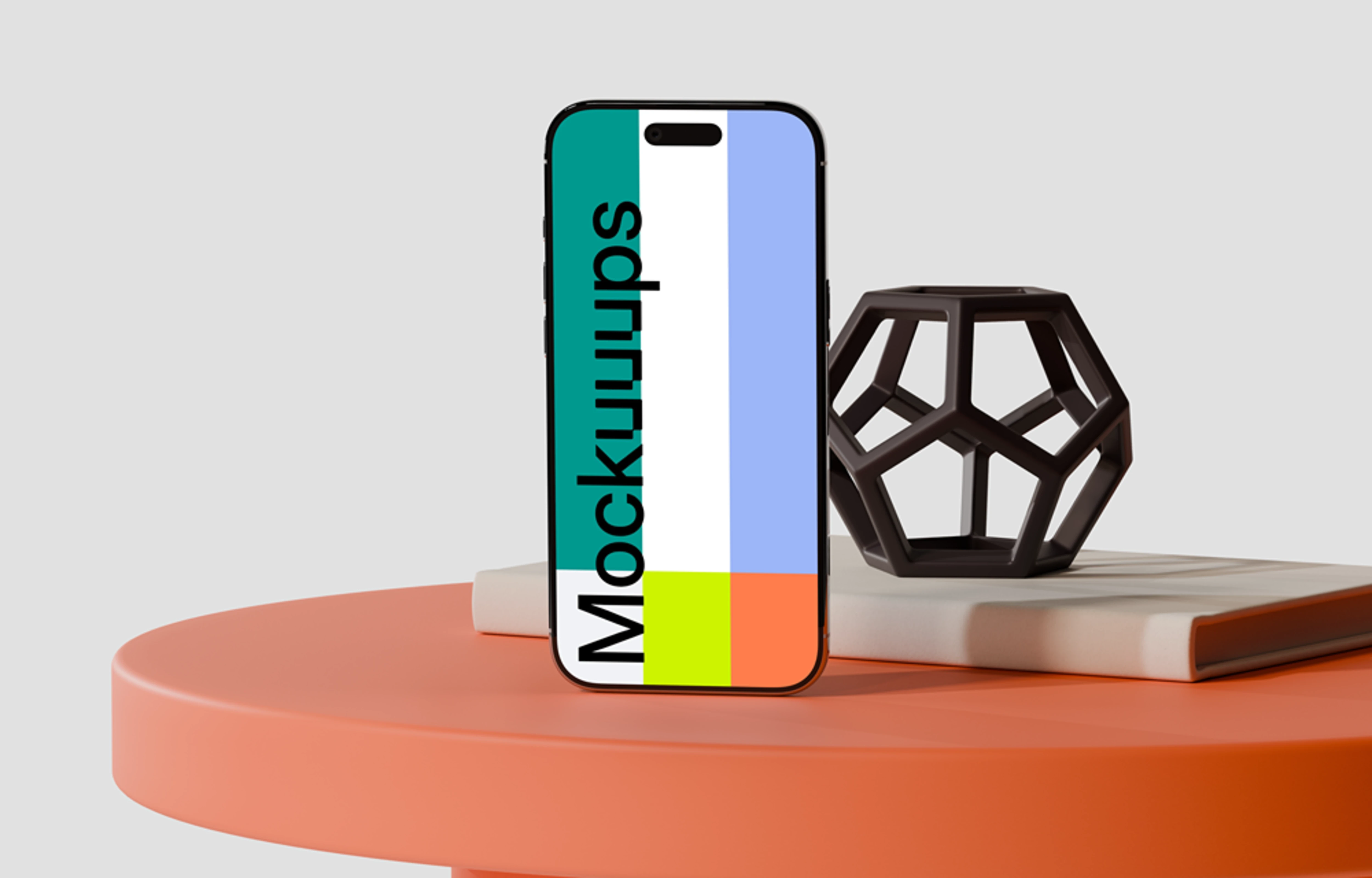 iPhone Air mockup on a modern geometric desk